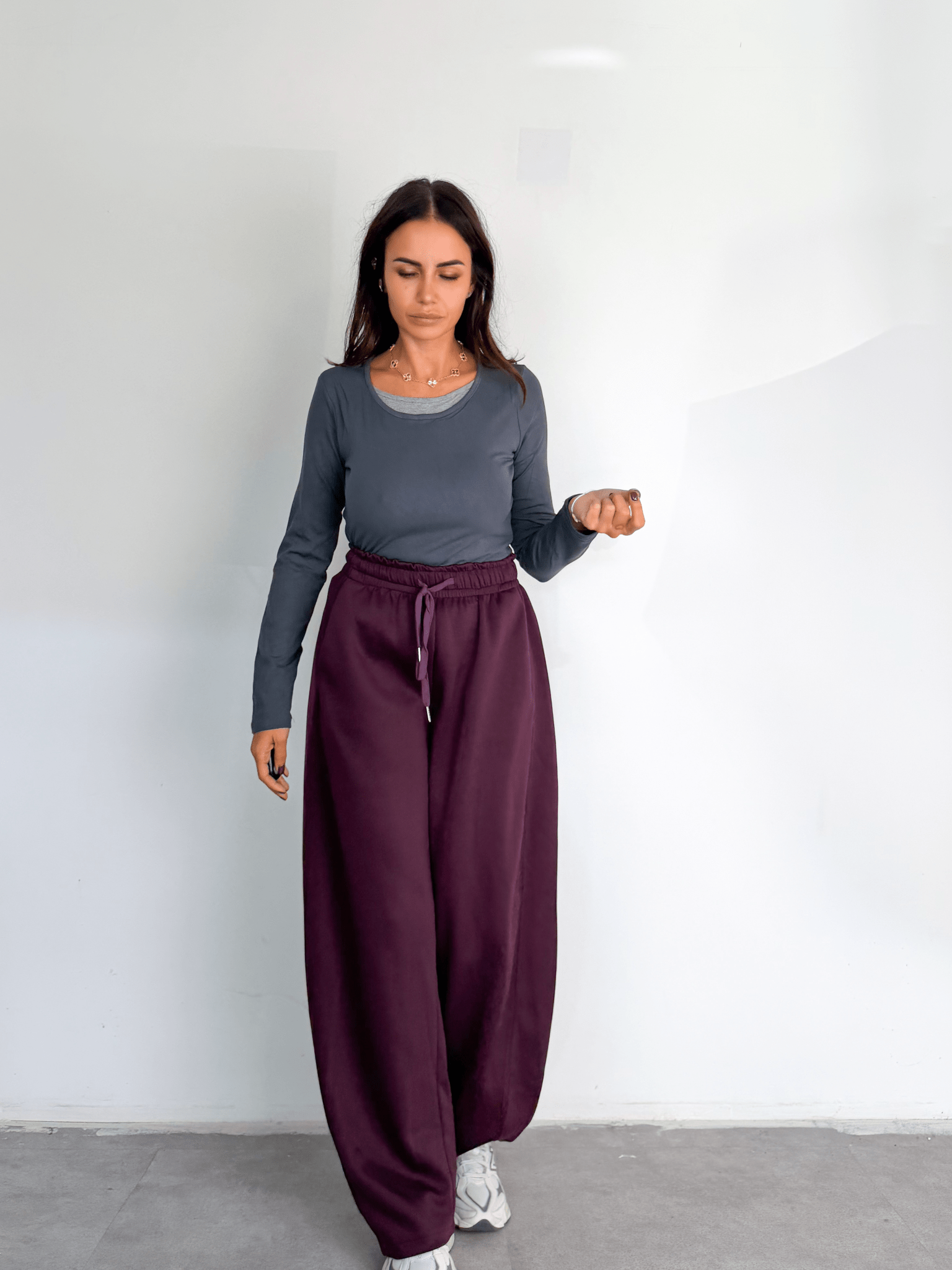 Pantalone Tuta Wide Leg - Vinaccia - SAINTH