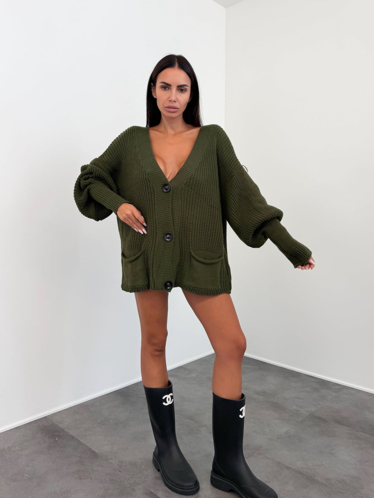Maxi Cardigan - Army Green - SAINTH