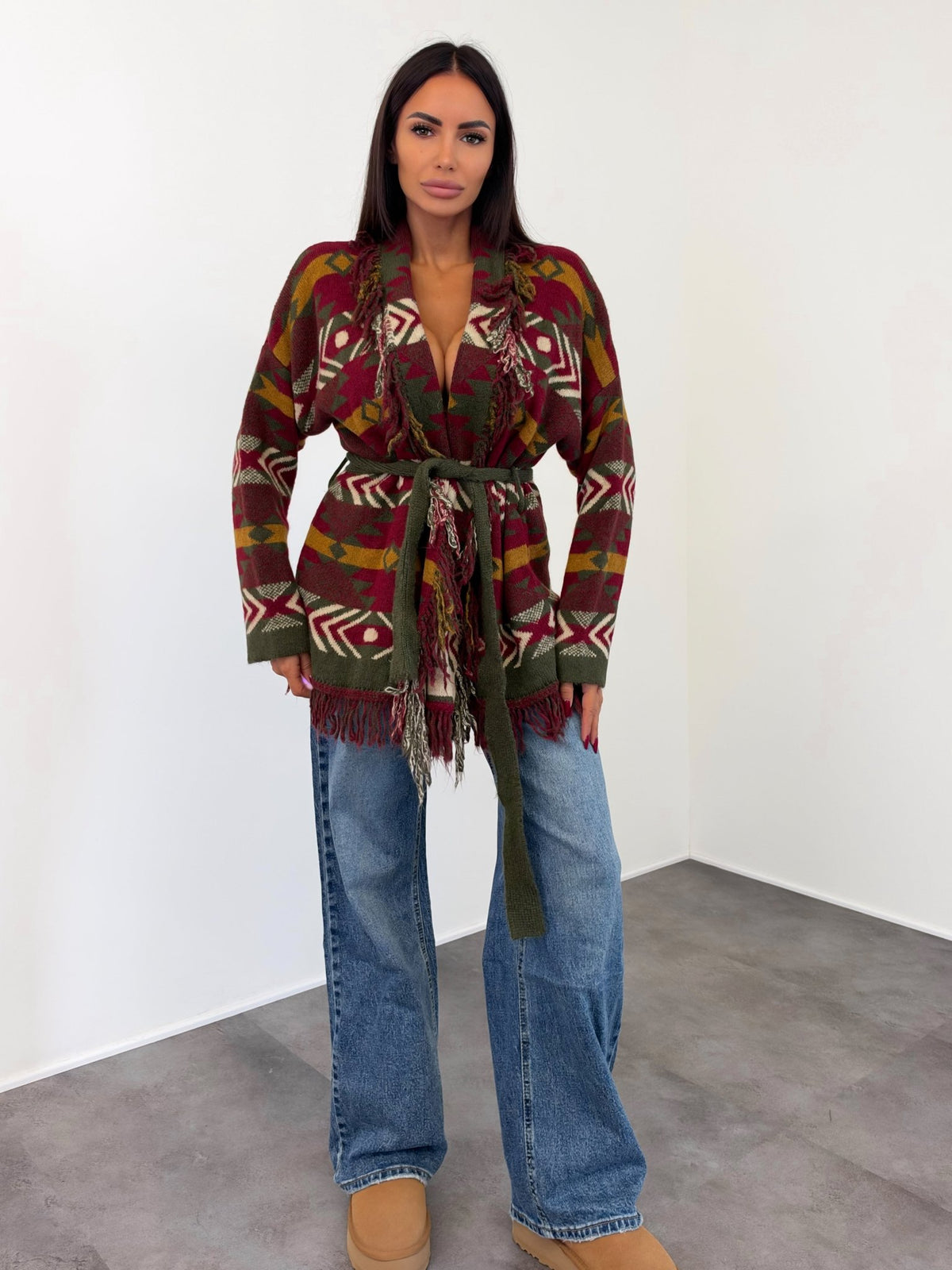 Cardigan Triangle 2.0 - Army Green Bordeaux - SAINTH