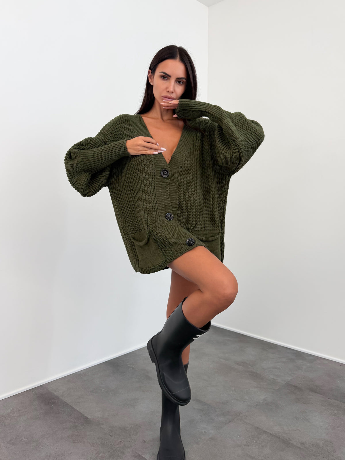 Maxi Cardigan - Army Green