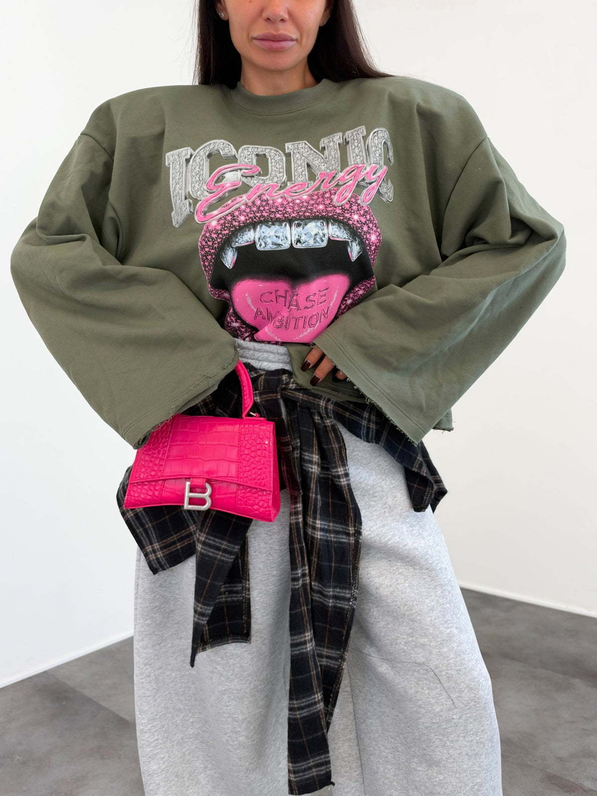 Felpa Crop Iconic - Army Green - SAINTH
