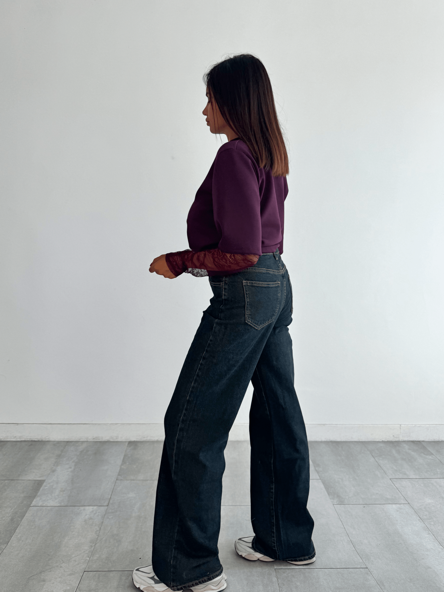 T-Shirt Manica Pizzo - Bordeaux - SAINTH