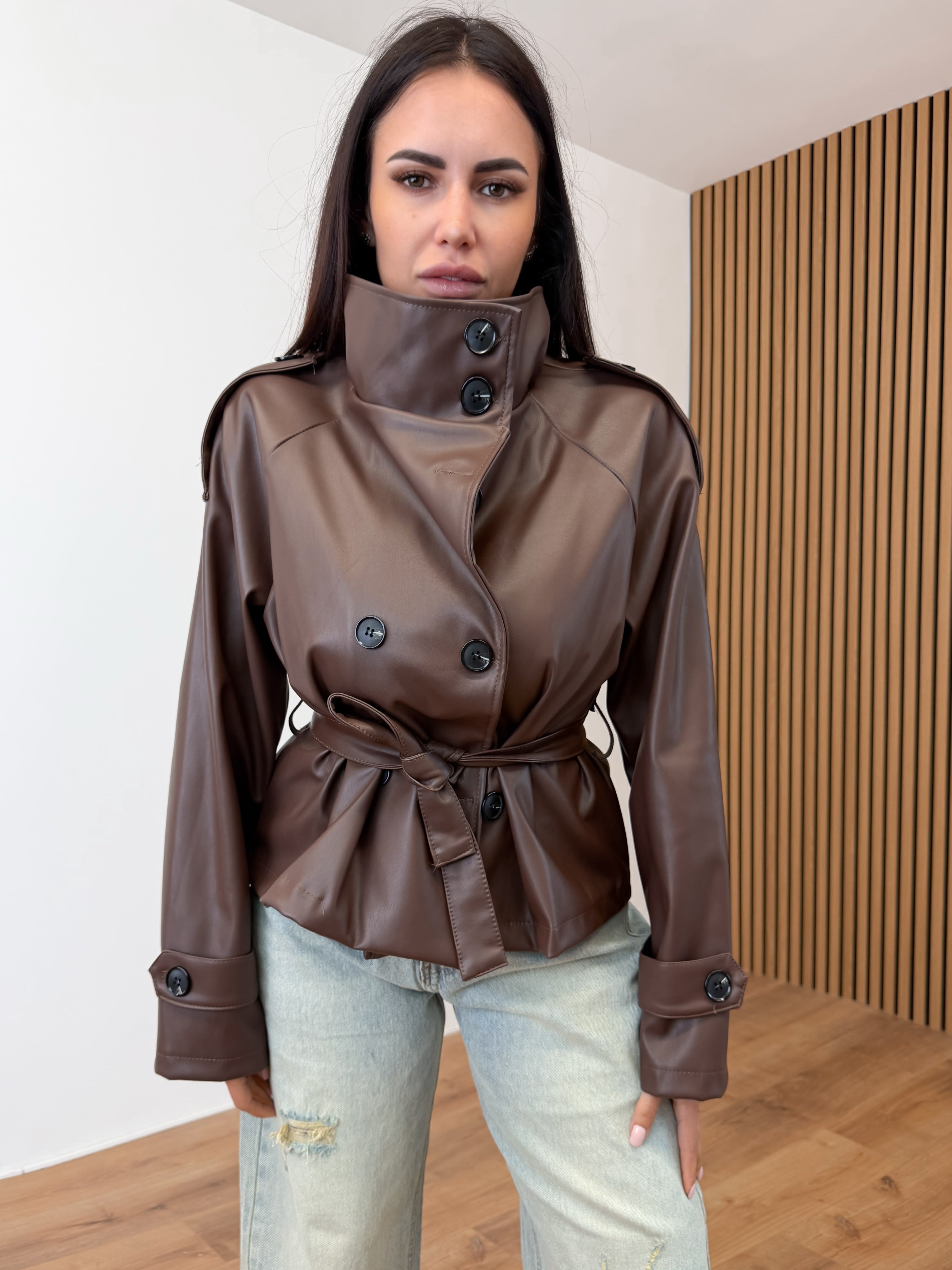 Trench Collo Alto - Marrone