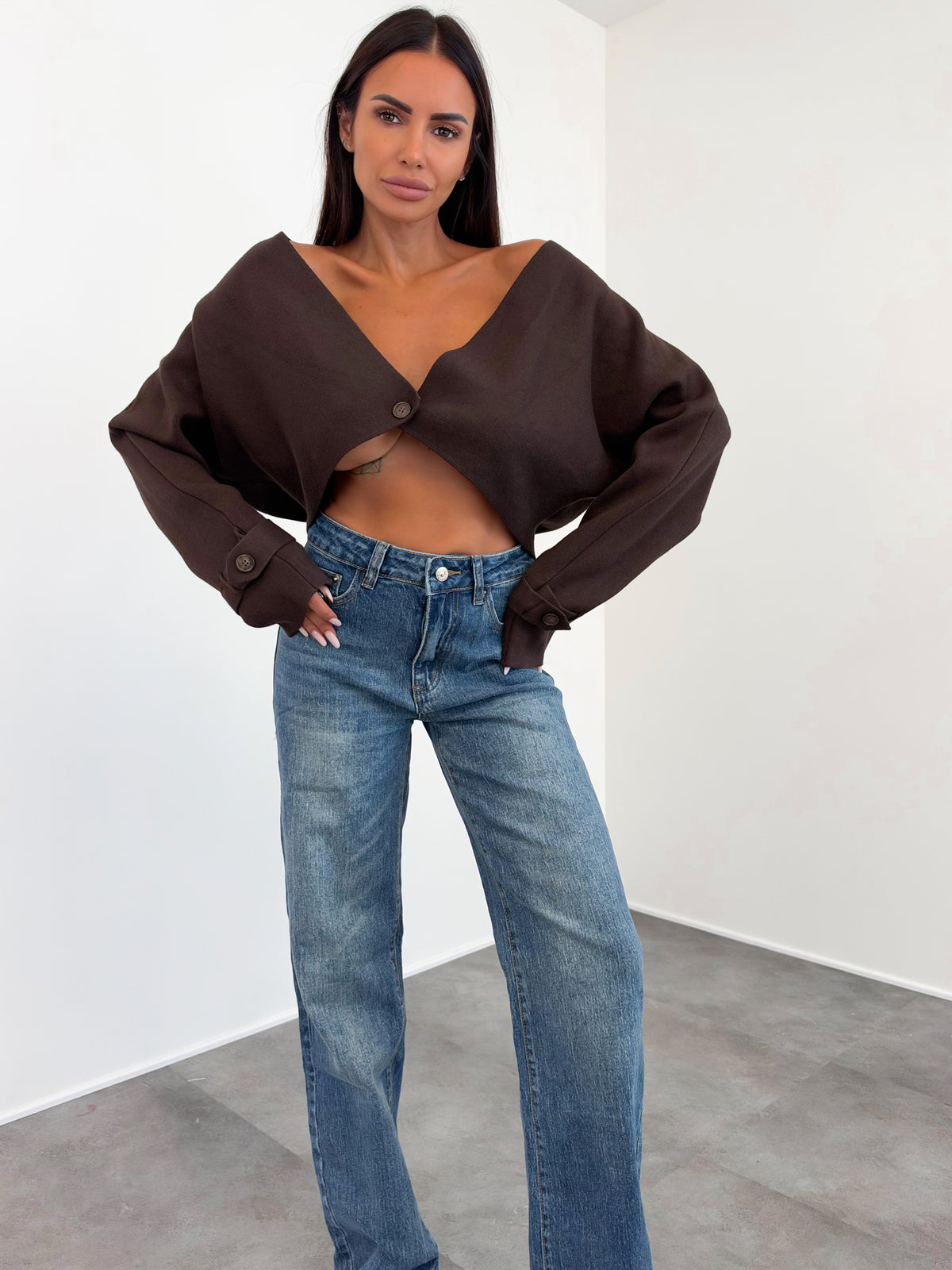 Cardigan Fibbia - Marrone - SAINTH