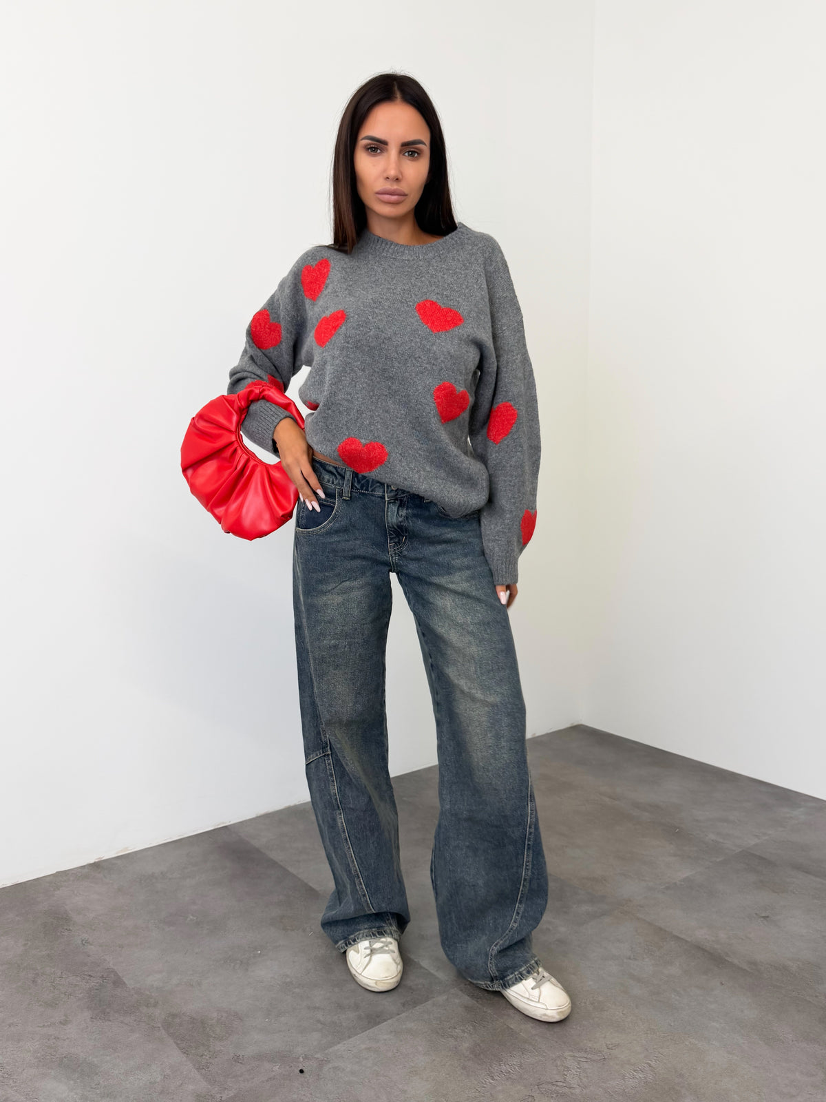 Pull Cuori - Grigio