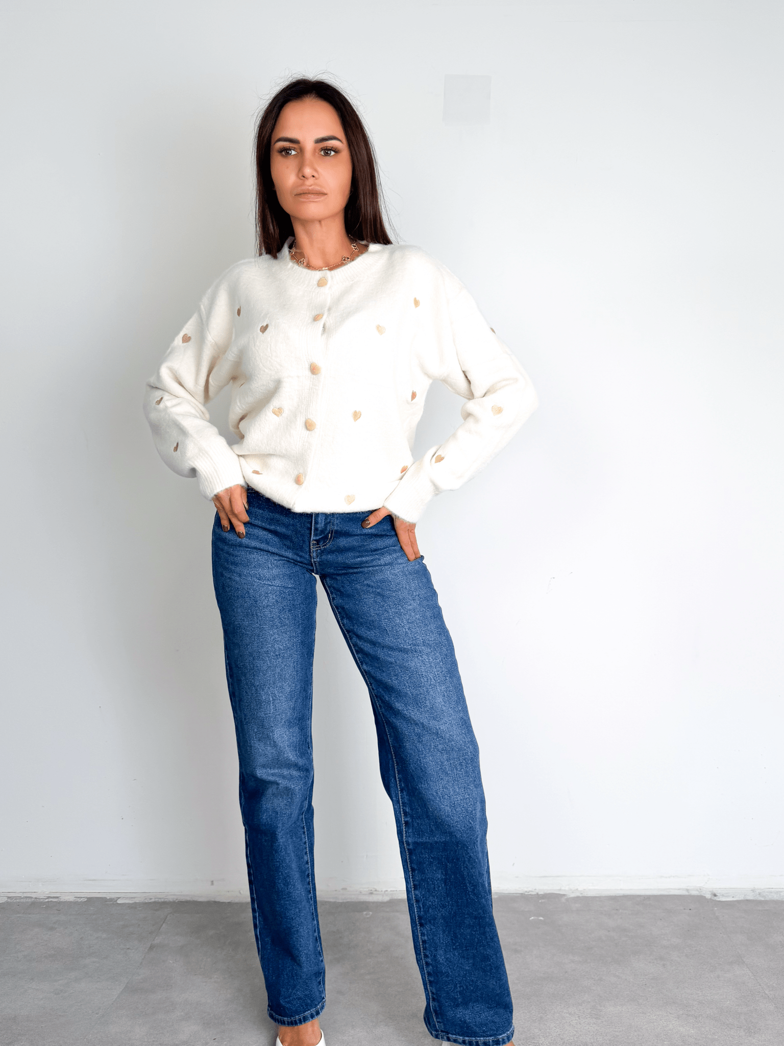 Cardigan Cuoricini - Burro e Oro - SAINTH