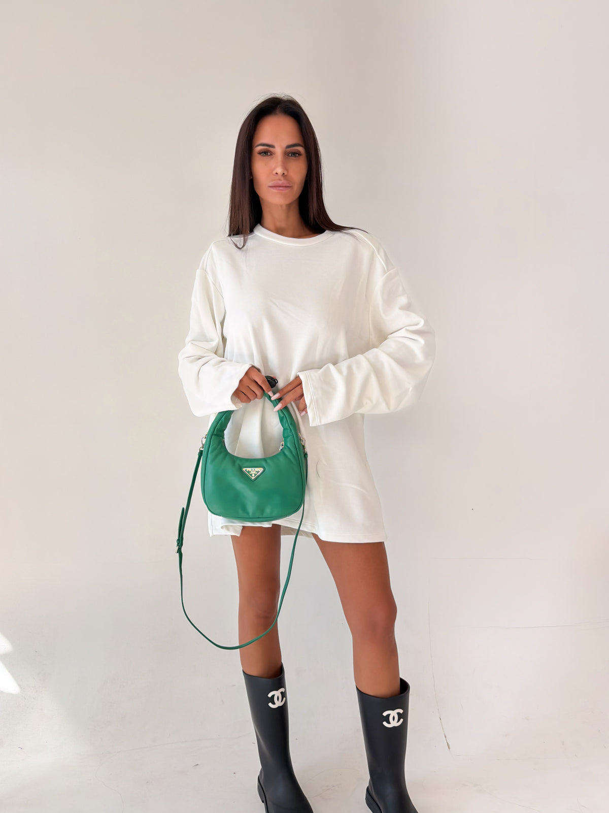 Felpa Maxi Spalla - Bianca