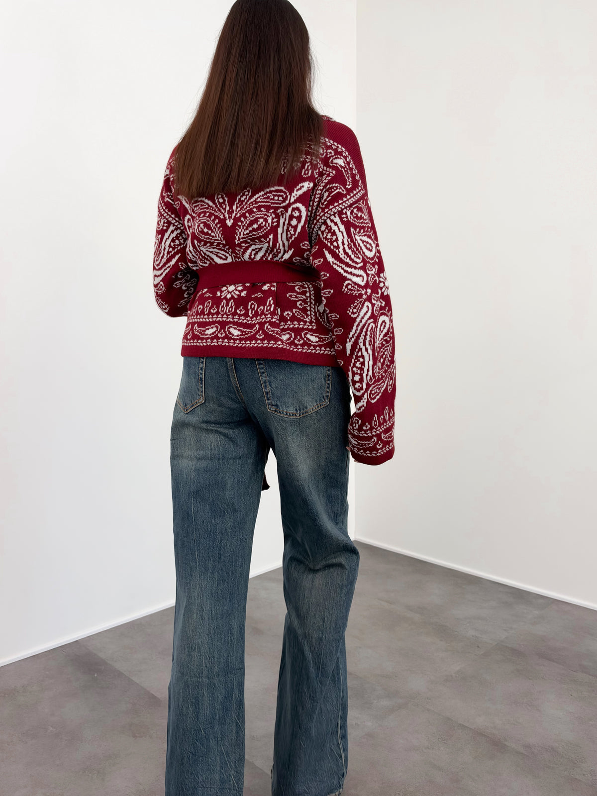 Cardigan Crop Azteco - Bordeaux Bianco