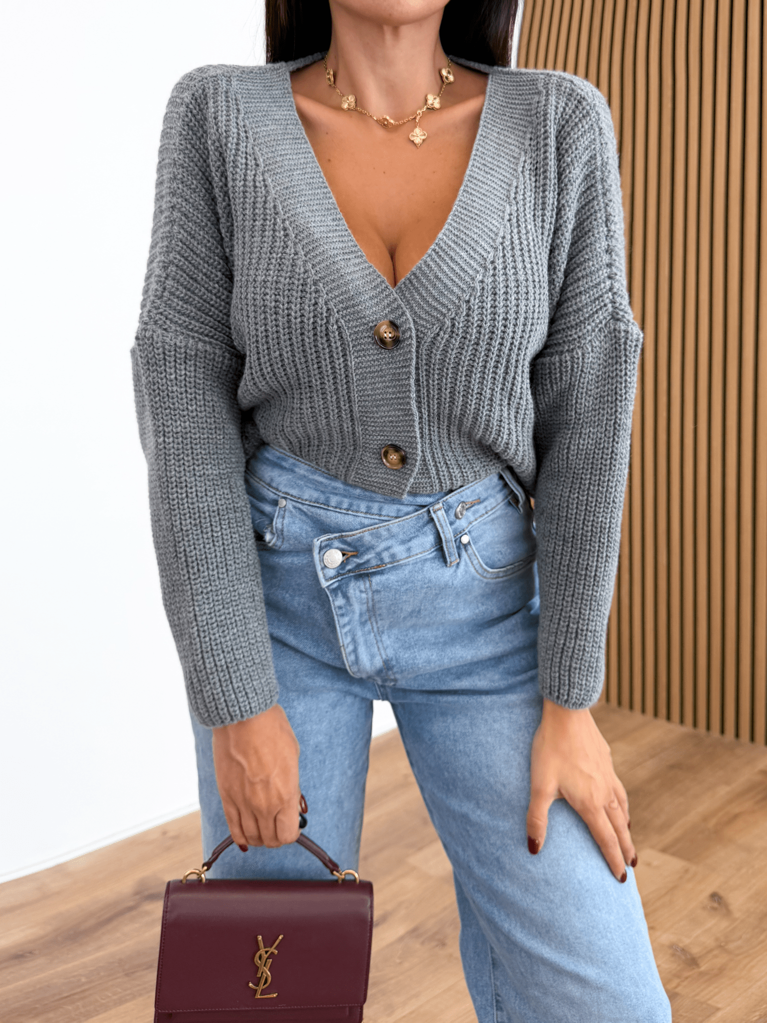 Cardigan Crop - Grigio - SAINTH