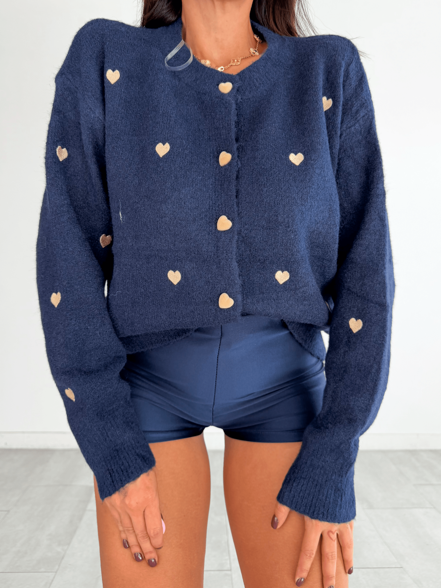 Cardigan Cuoricini - Blu Notte - SAINTH