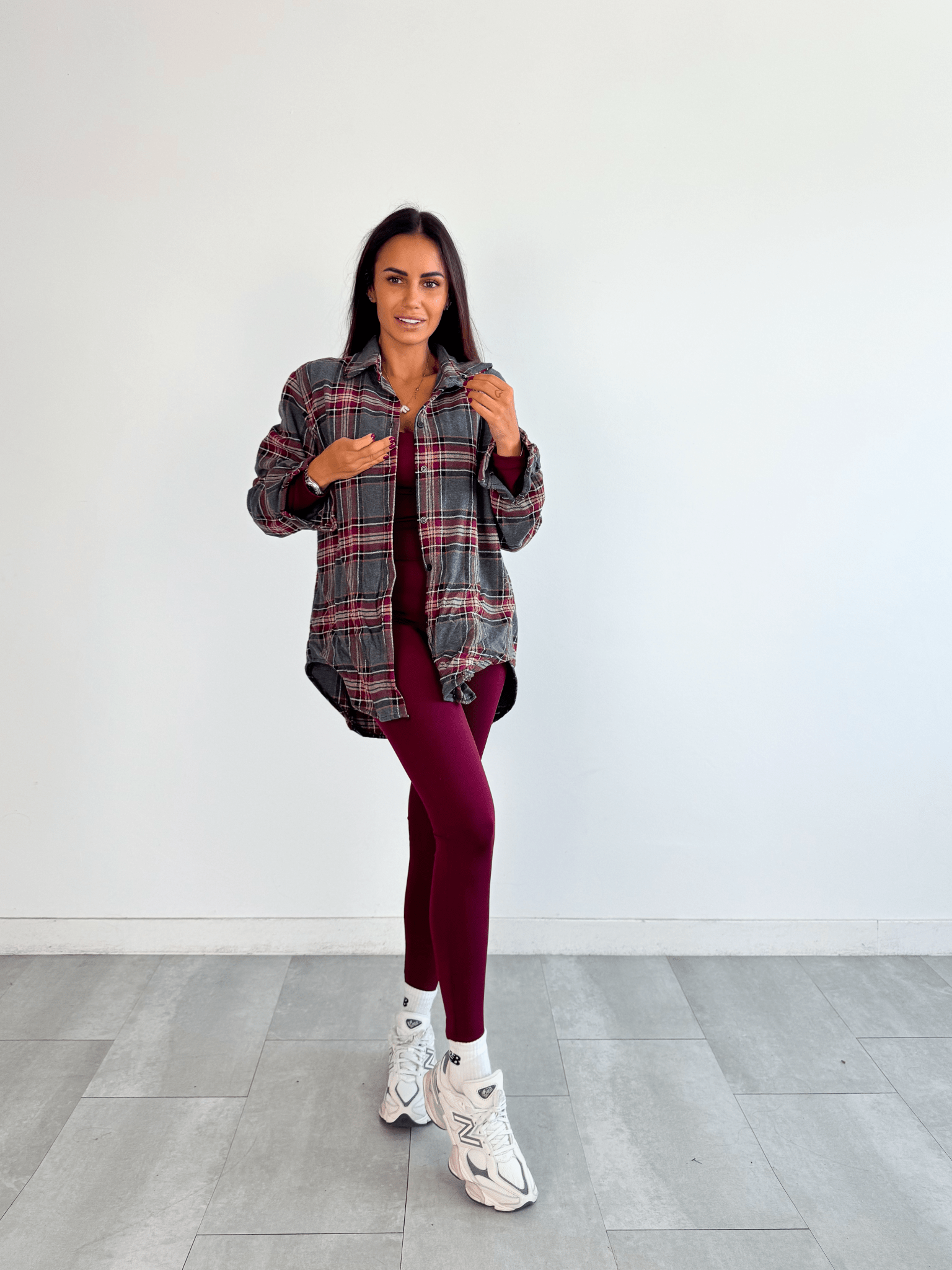 Camicia Wool - Grigio e Bordeaux - SAINTH