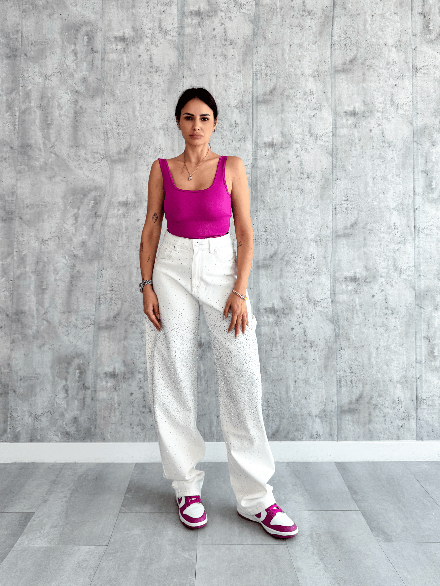 Jeans Baggy Diamonds - Bianco - SAINTH