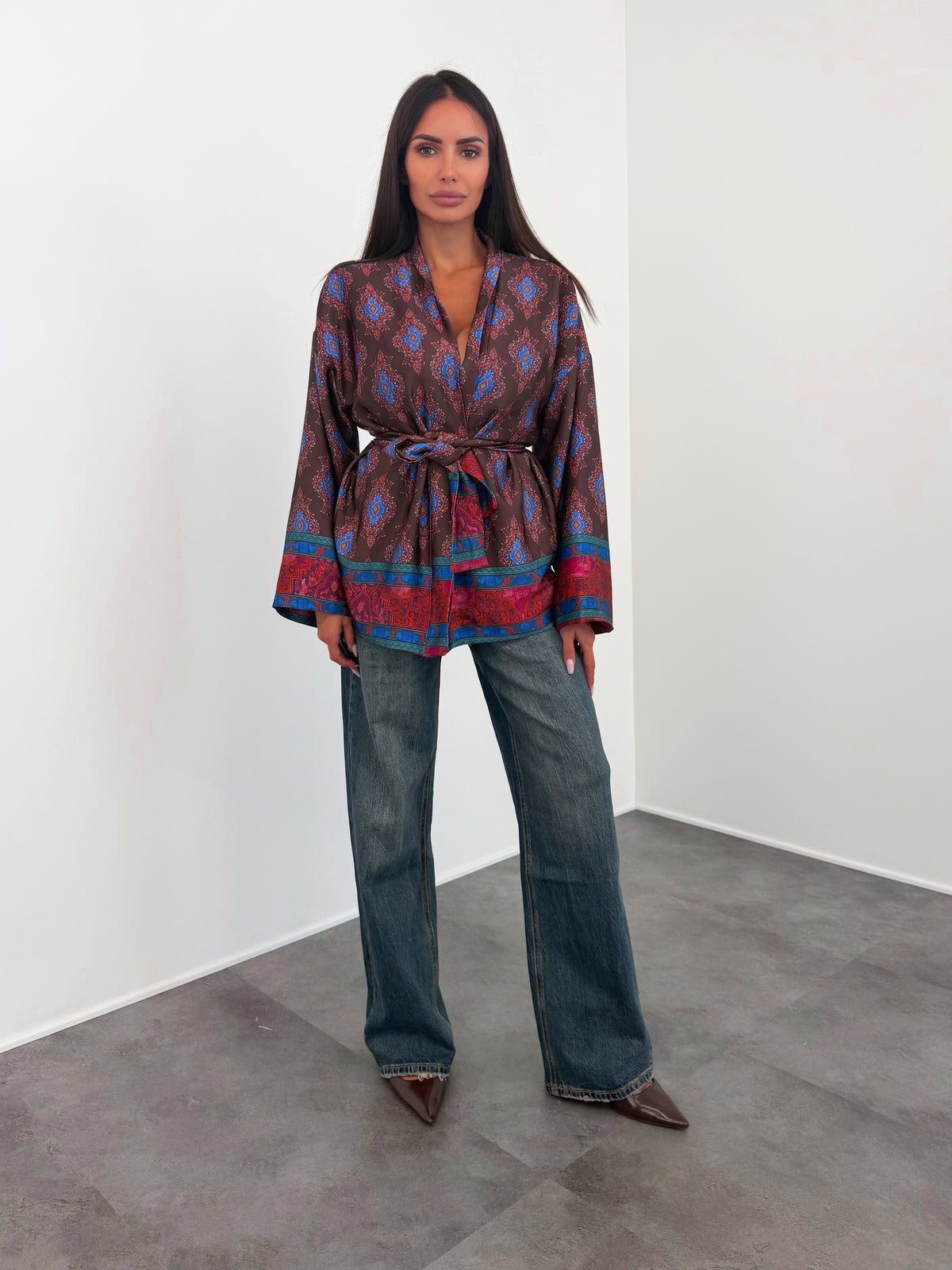 Kimono Mosaico - Marrone Blu Elettrico