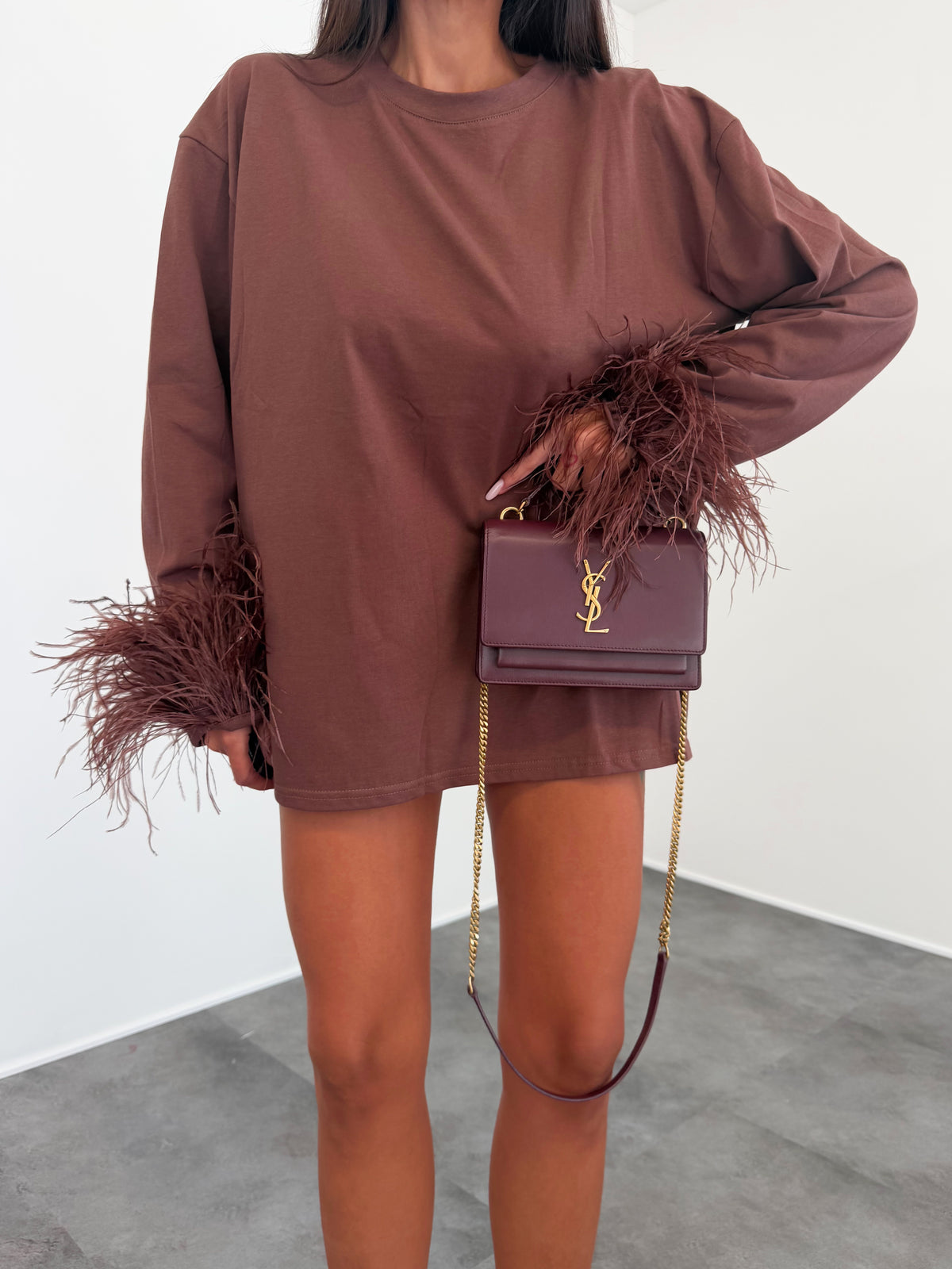 Maxi Maglia Piume - Marrone
