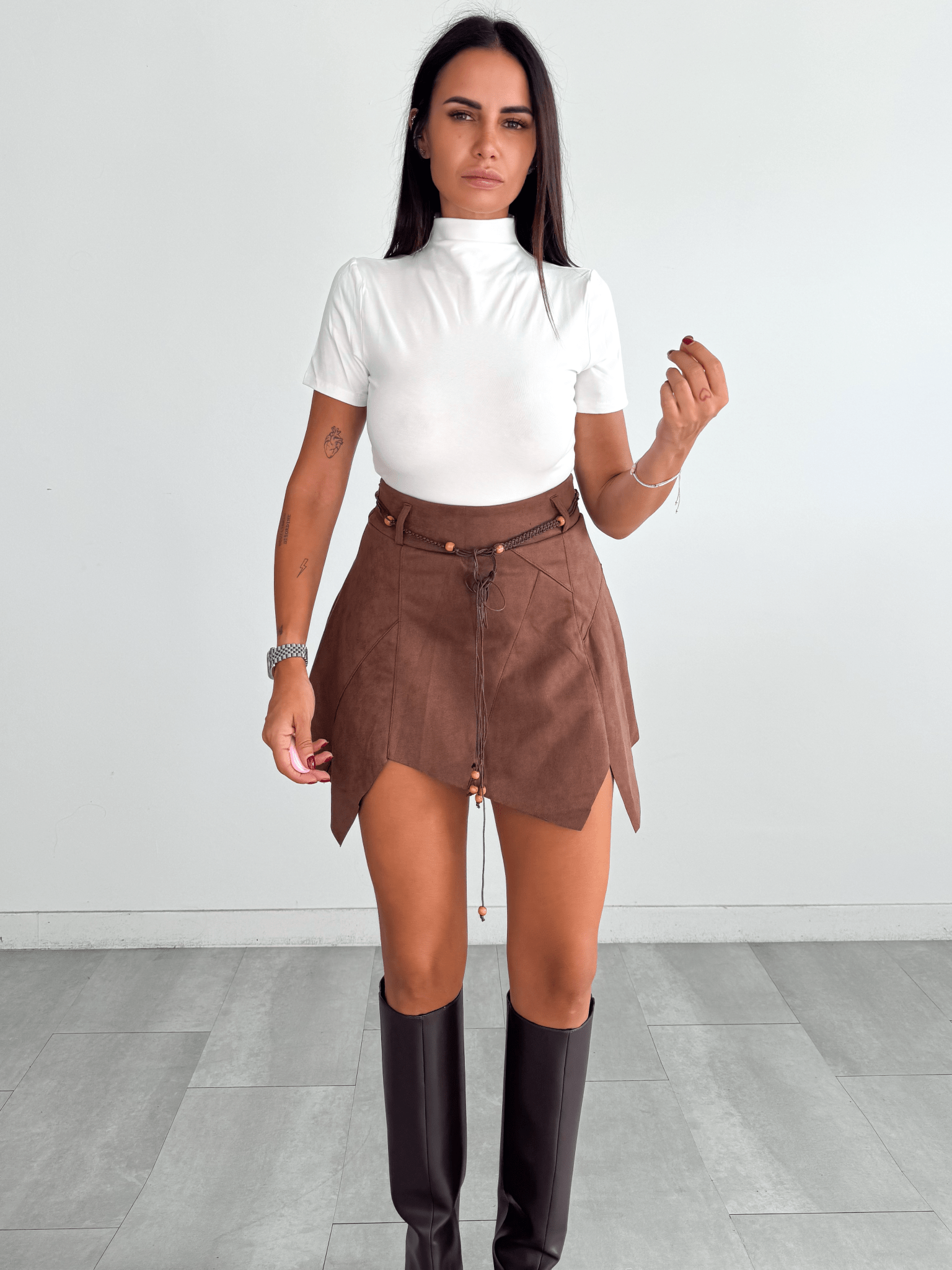 Gonna Tribale Camoscio - Marrone - SAINTH