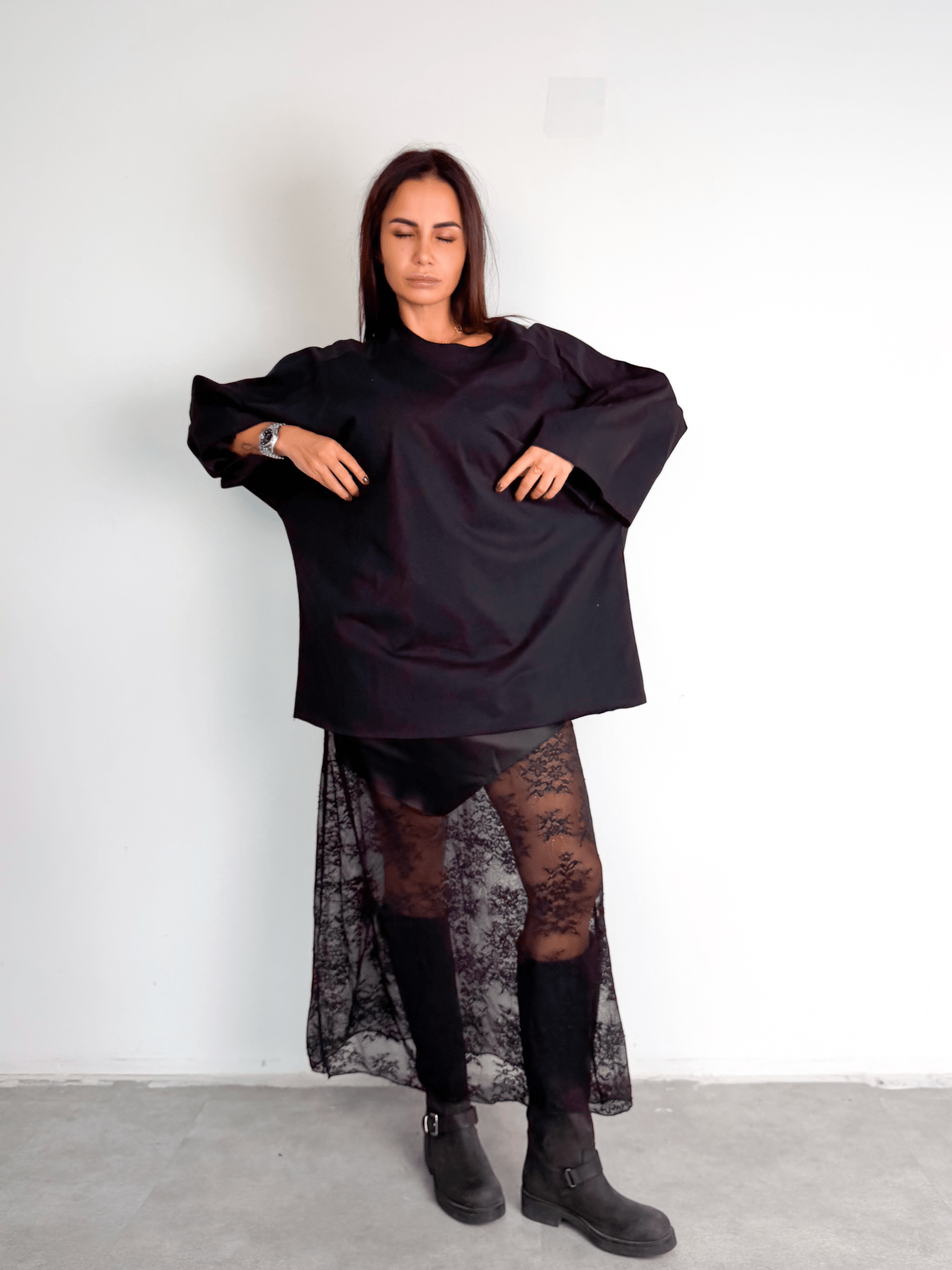 Gonna Rasata Pizzo - Nera - SAINTH