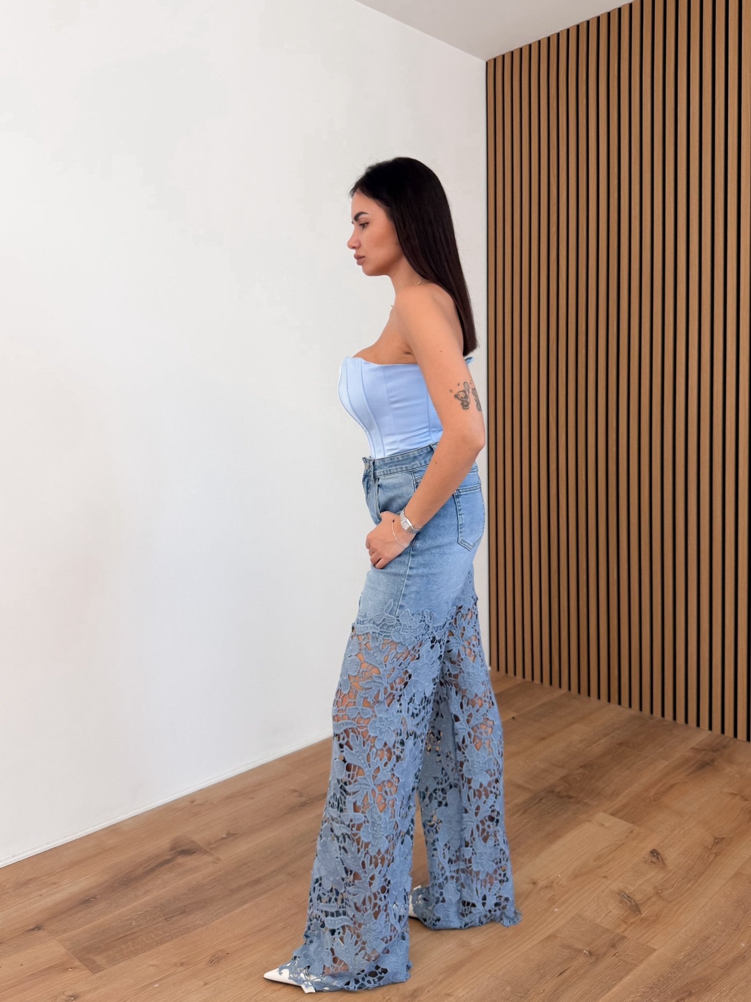 Jeans Mix Pizzo - Denim - SAINTH