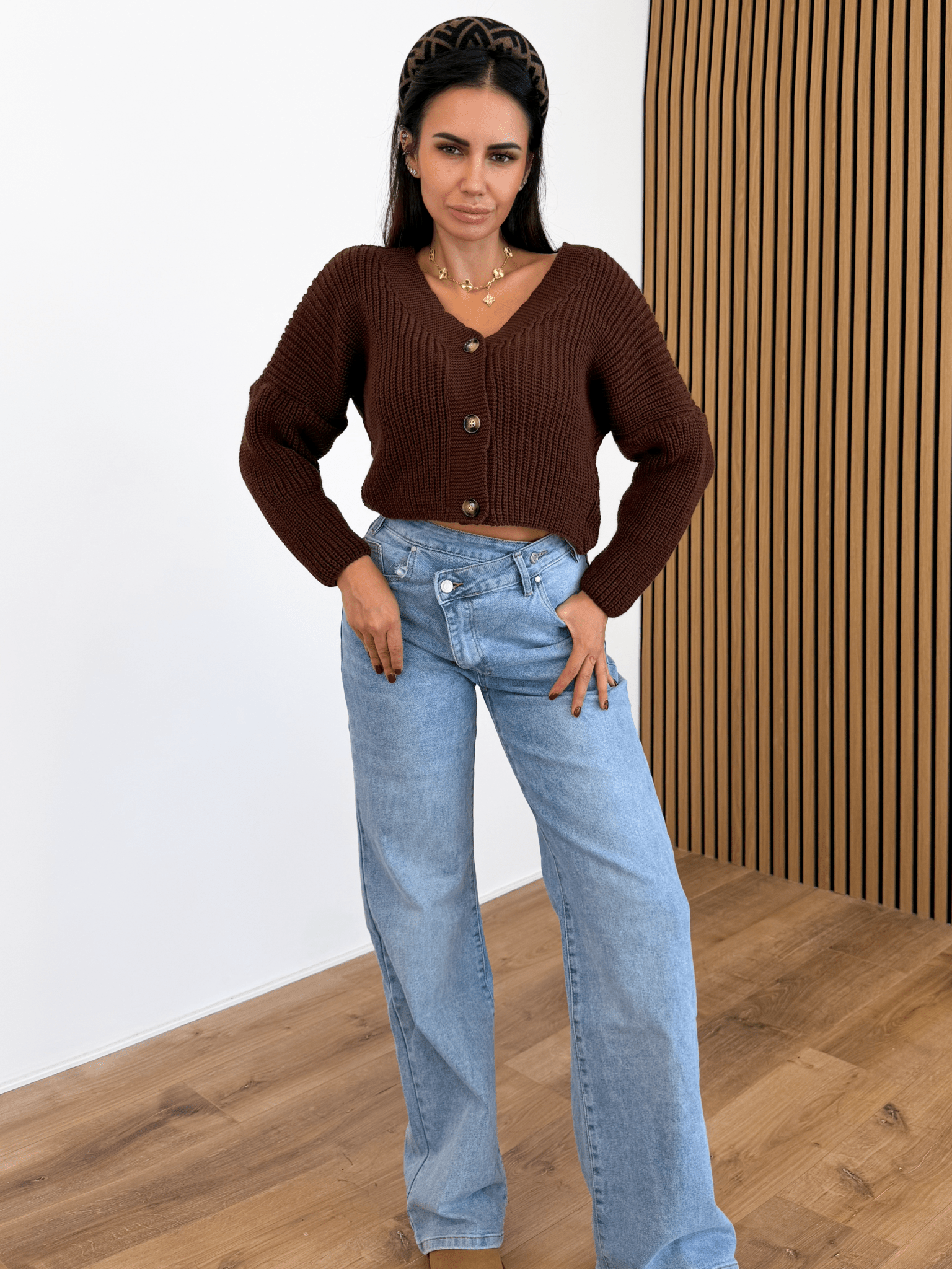 Cardigan Crop - Marrone - SAINTH