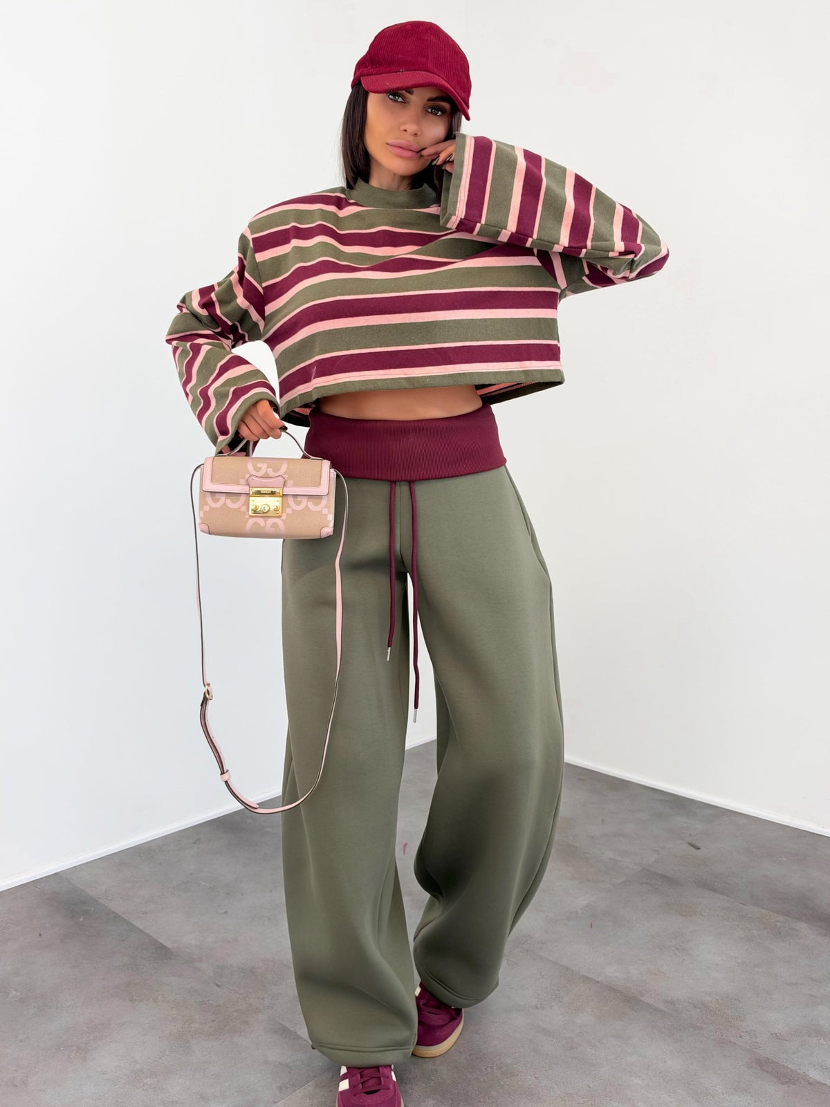 Pantalone Tuta Bicolor - Army Green Bordeaux - SAINTH