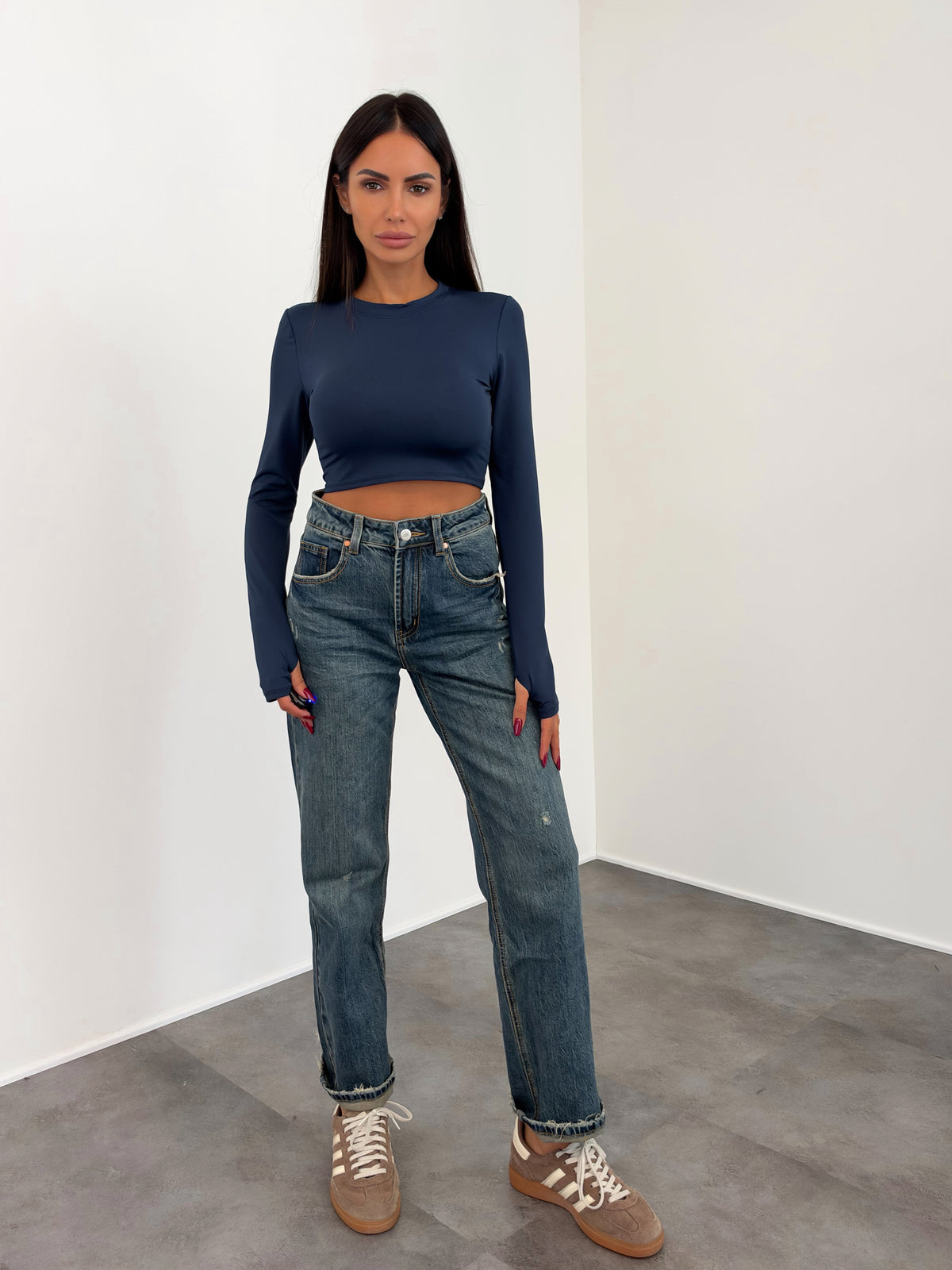 Maglia Crop Simply - Blu