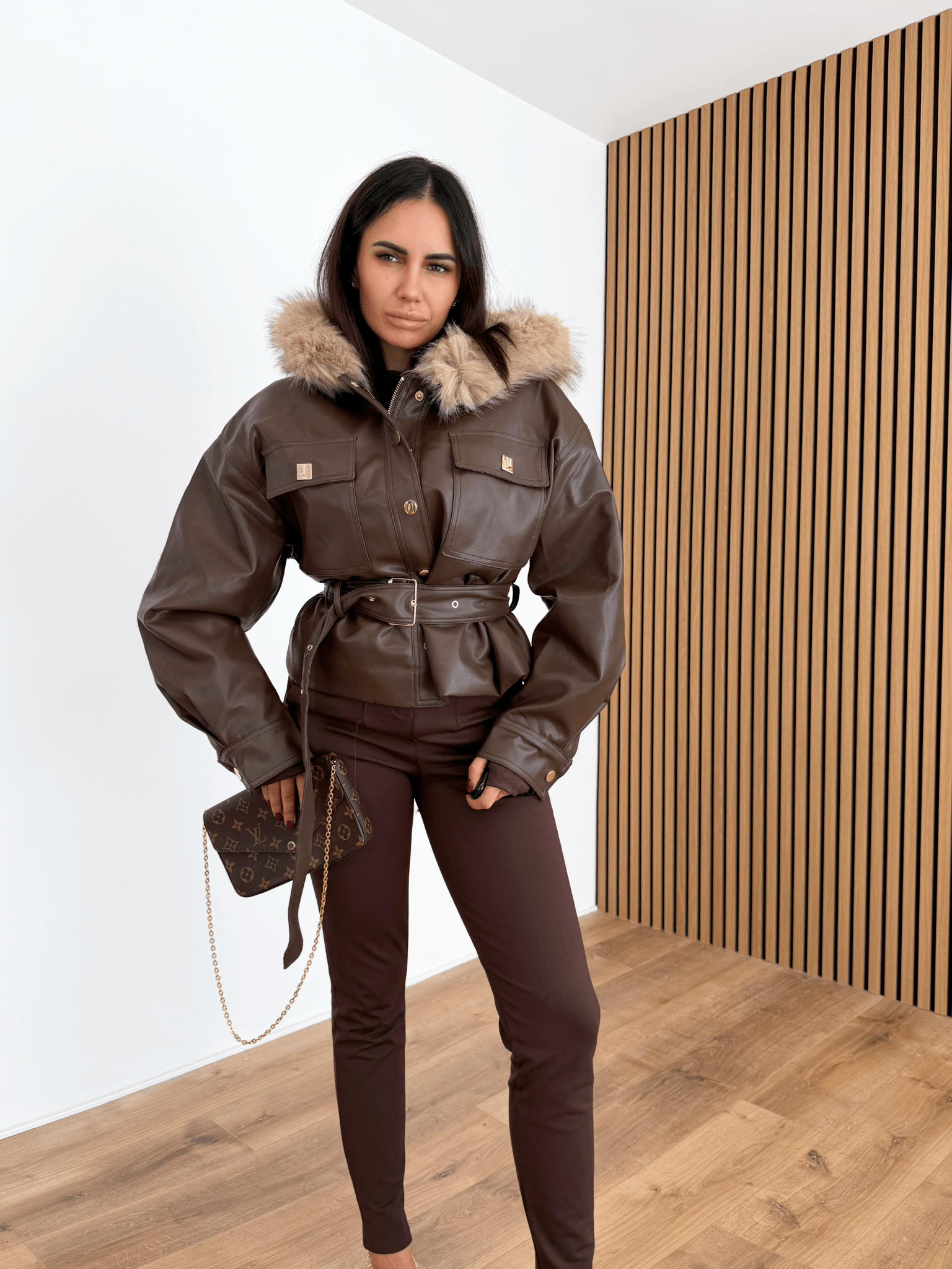 Chiodo Ecopelle Fox - Marrone - SAINTH