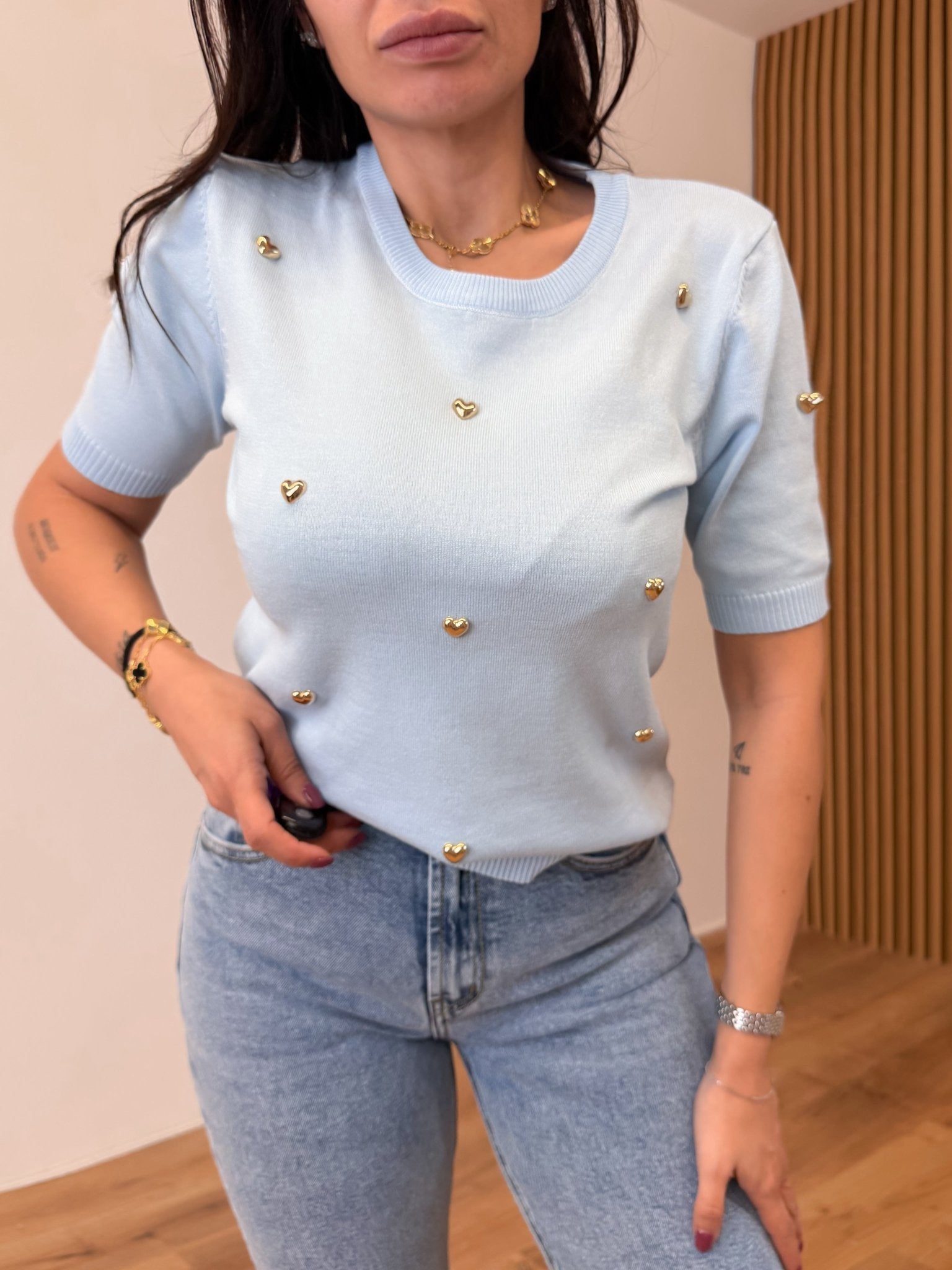 Pull Cuori 3D - Celeste - SAINTH