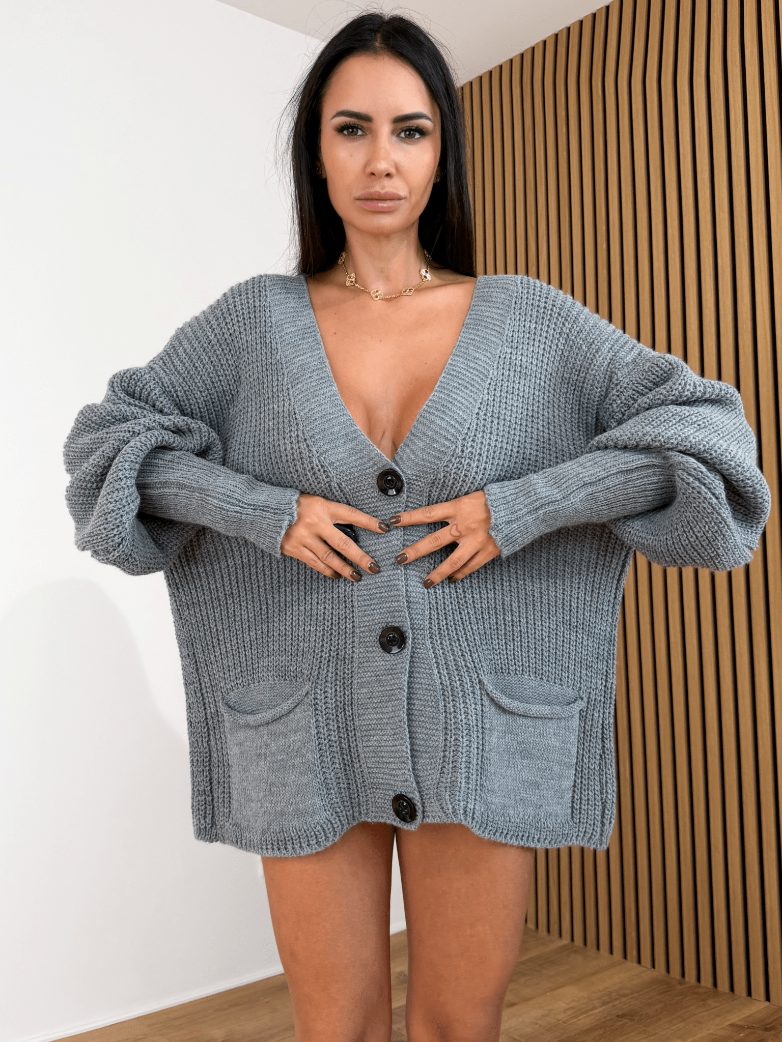 Maxi Cardigan - Grigio - SAINTH