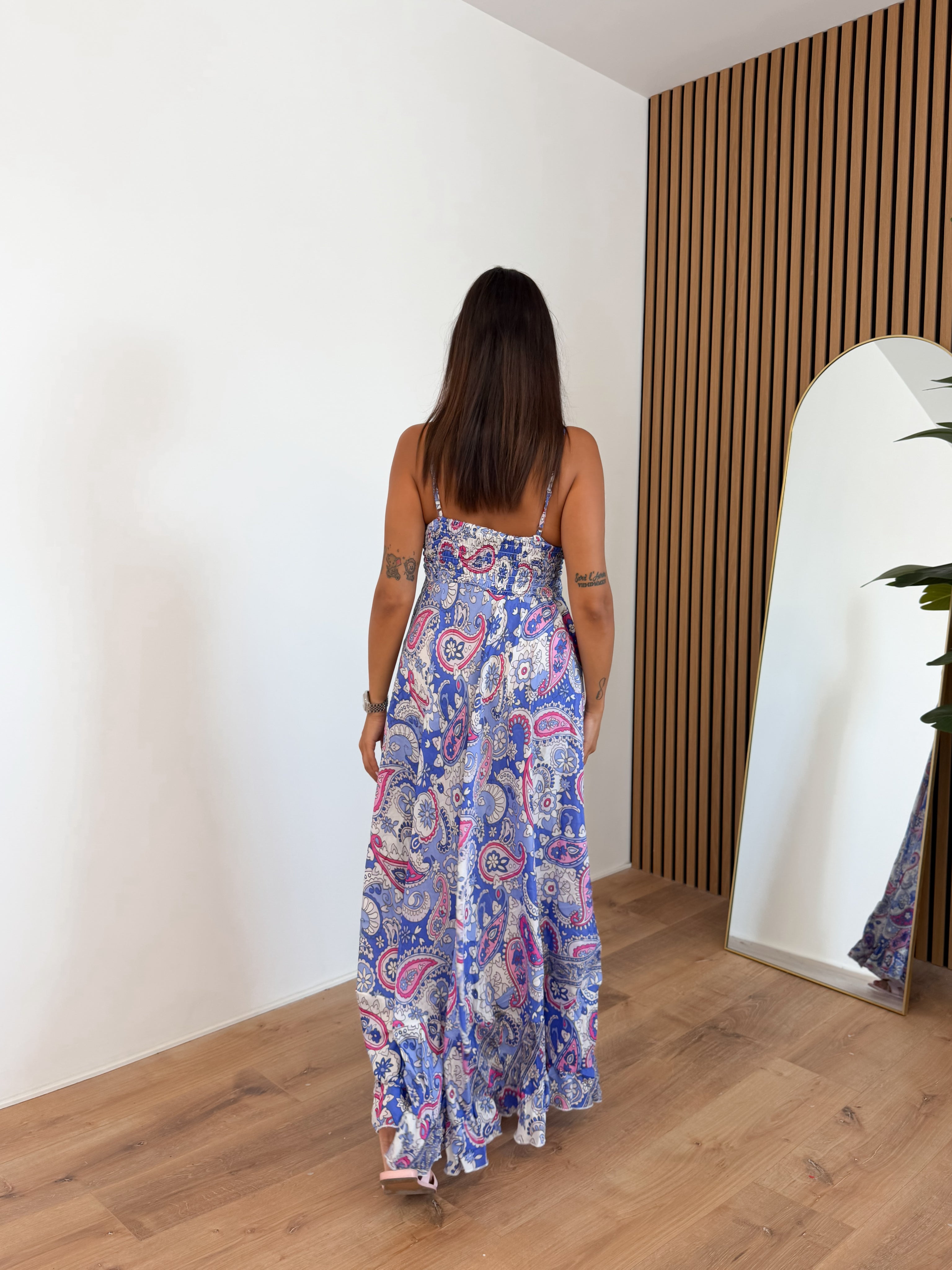 Abito Maya - Bianco Fucsia Blu