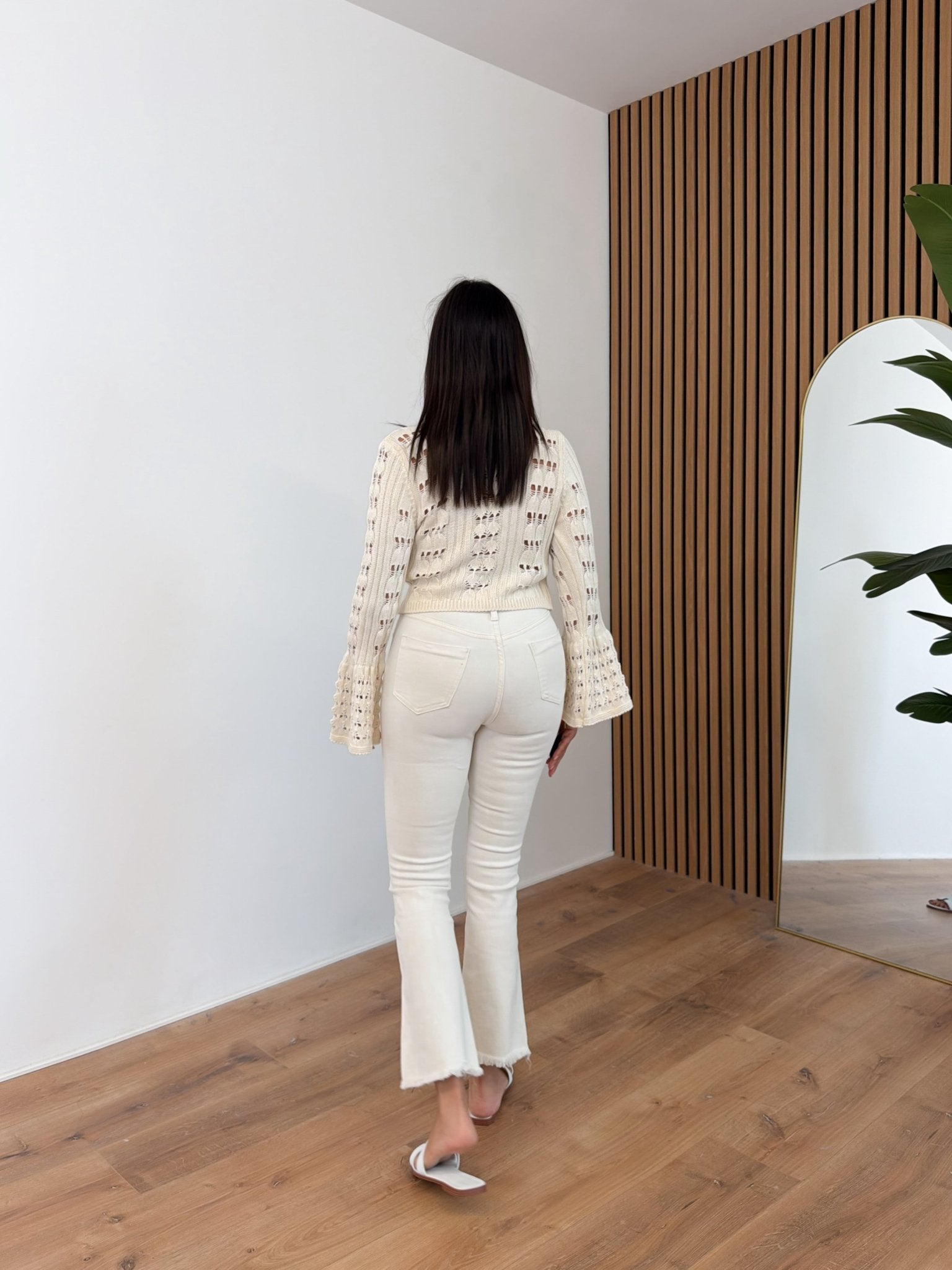 Cardigan Crop Traforato - Panna - SAINTH