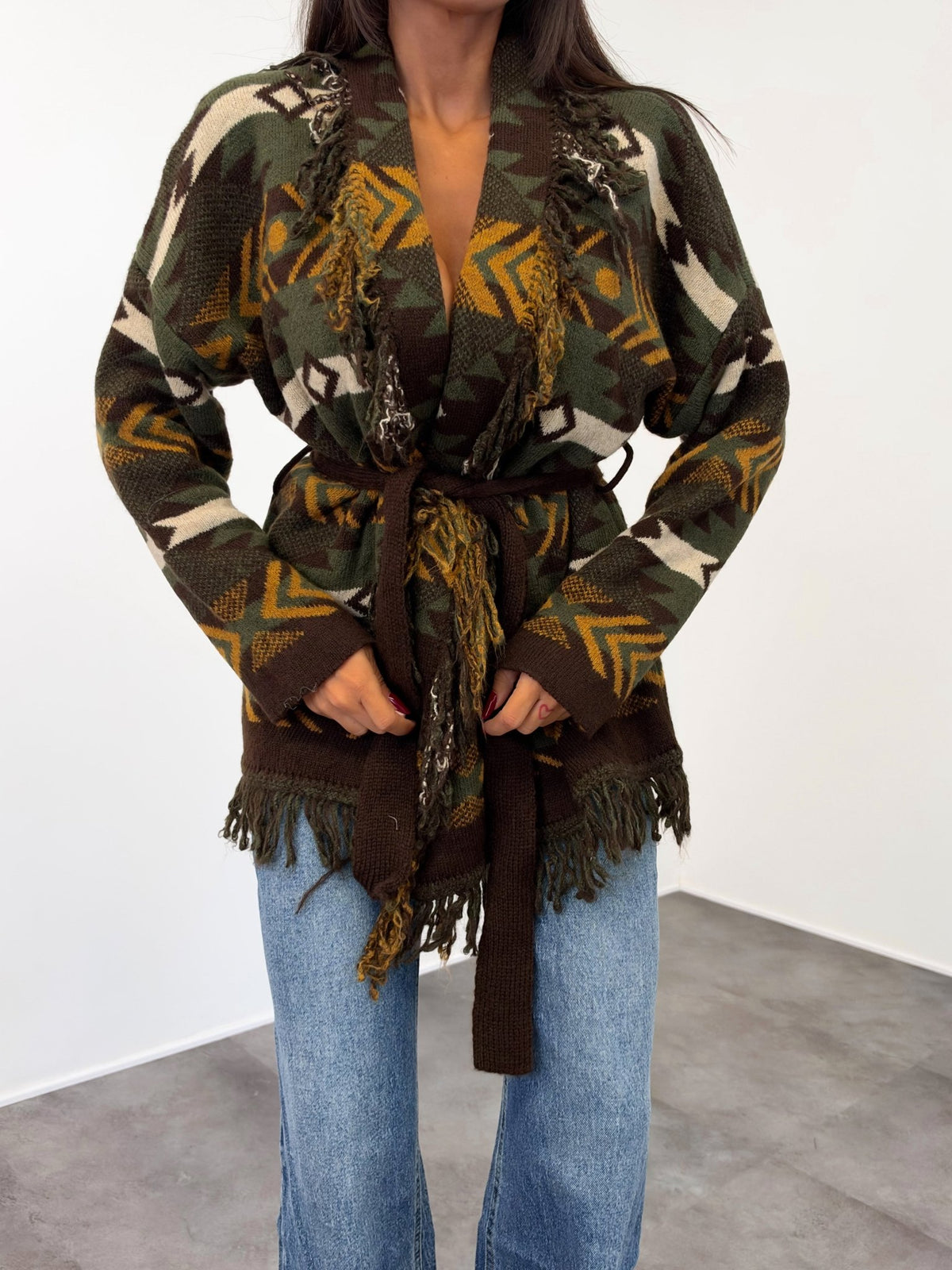 Cardigan Triangle 2.0 - Nero Army Green - SAINTH