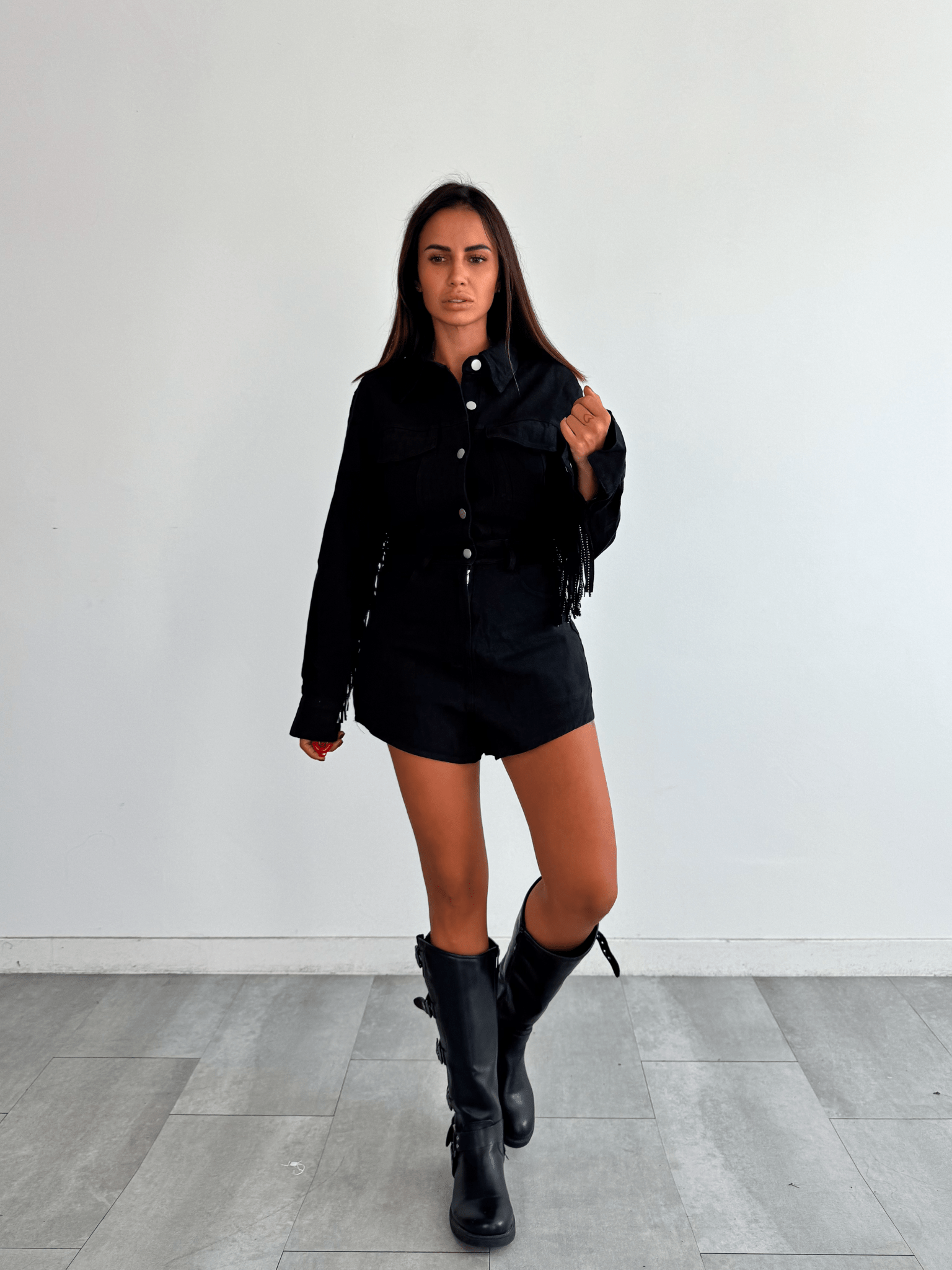 Salopette Frange - Nera - SAINTH