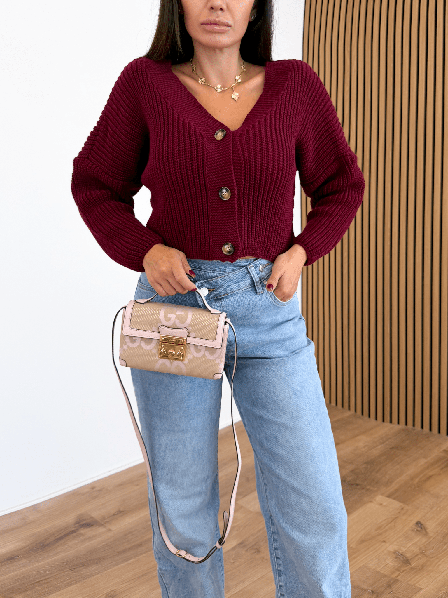 Cardigan Crop - Bordeaux - SAINTH