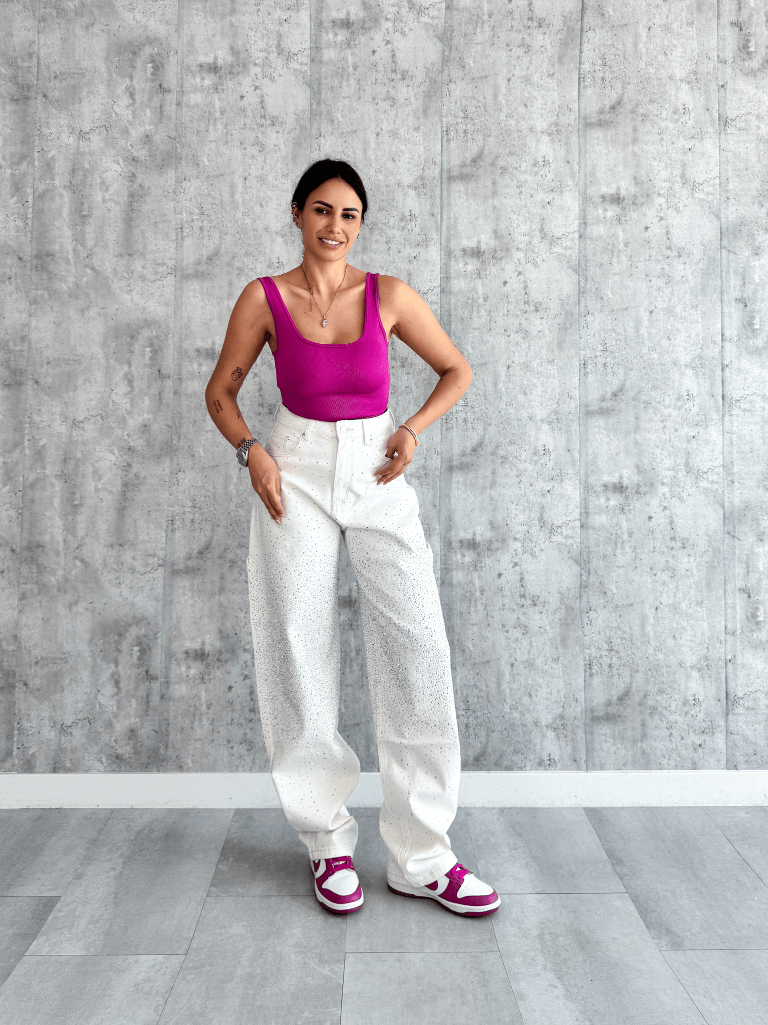 Jeans Baggy Diamonds - Bianco - SAINTH