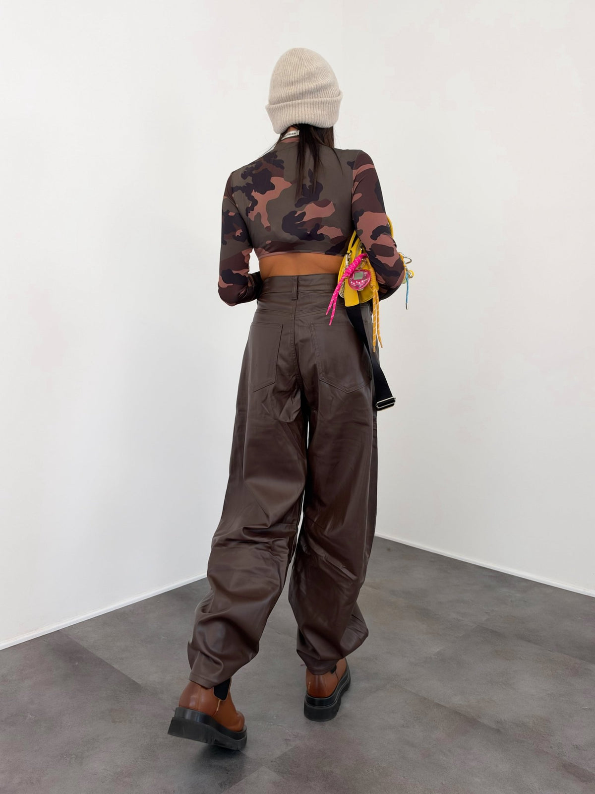 Pantalone Casual Ecopelle - Marrone - SAINTH