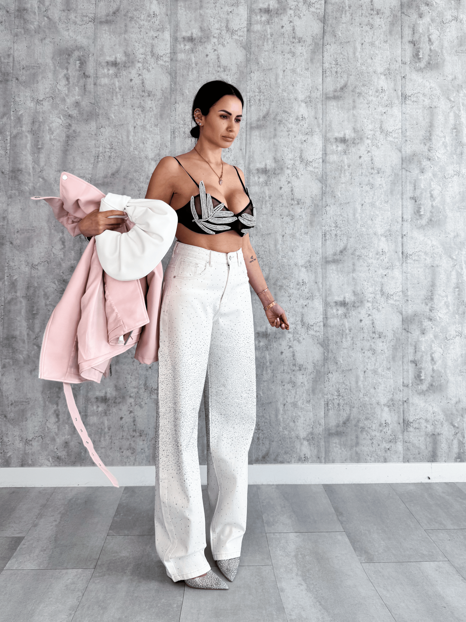 Jeans Baggy Diamonds - Bianco - SAINTH