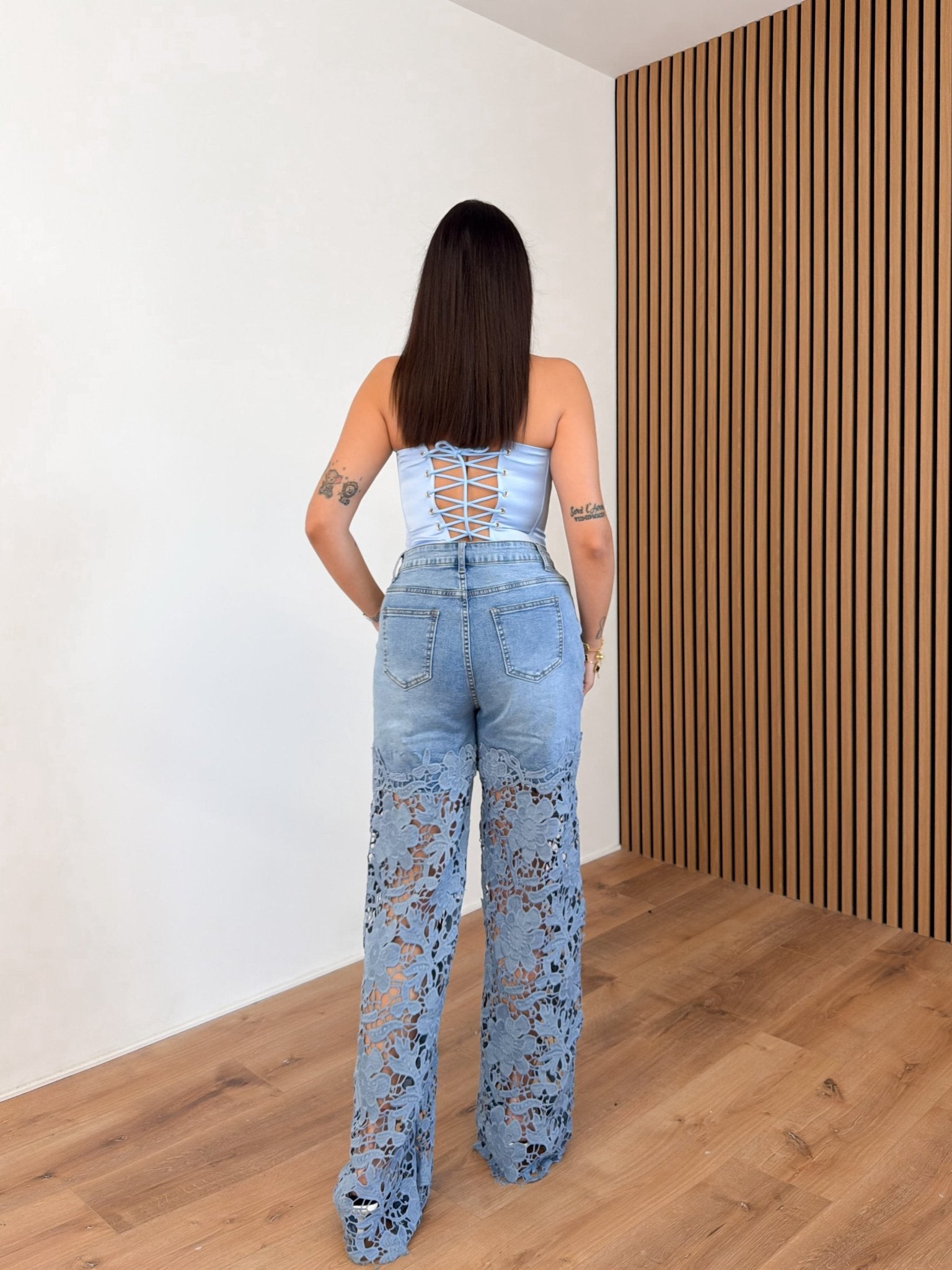 Jeans Mix Pizzo - Denim - SAINTH