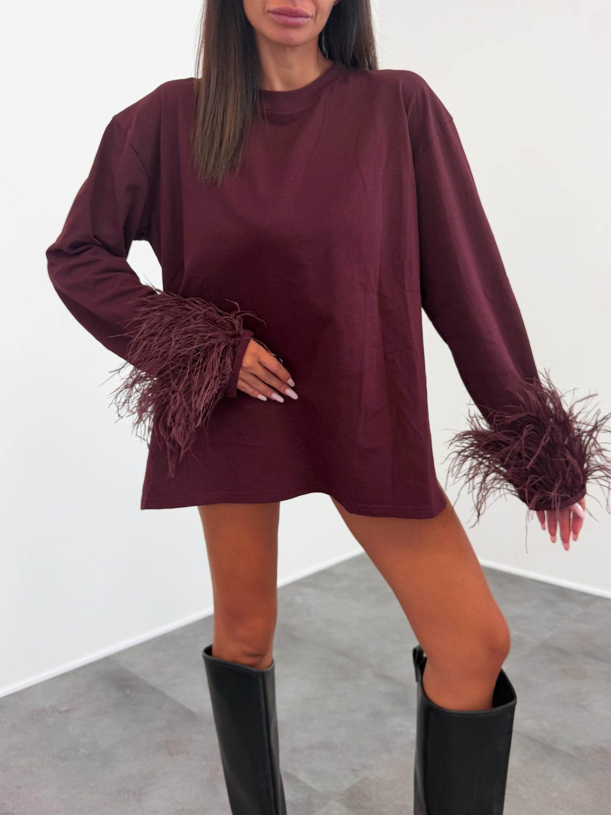 Maxi Maglia Piume - Bordeaux - SAINTH