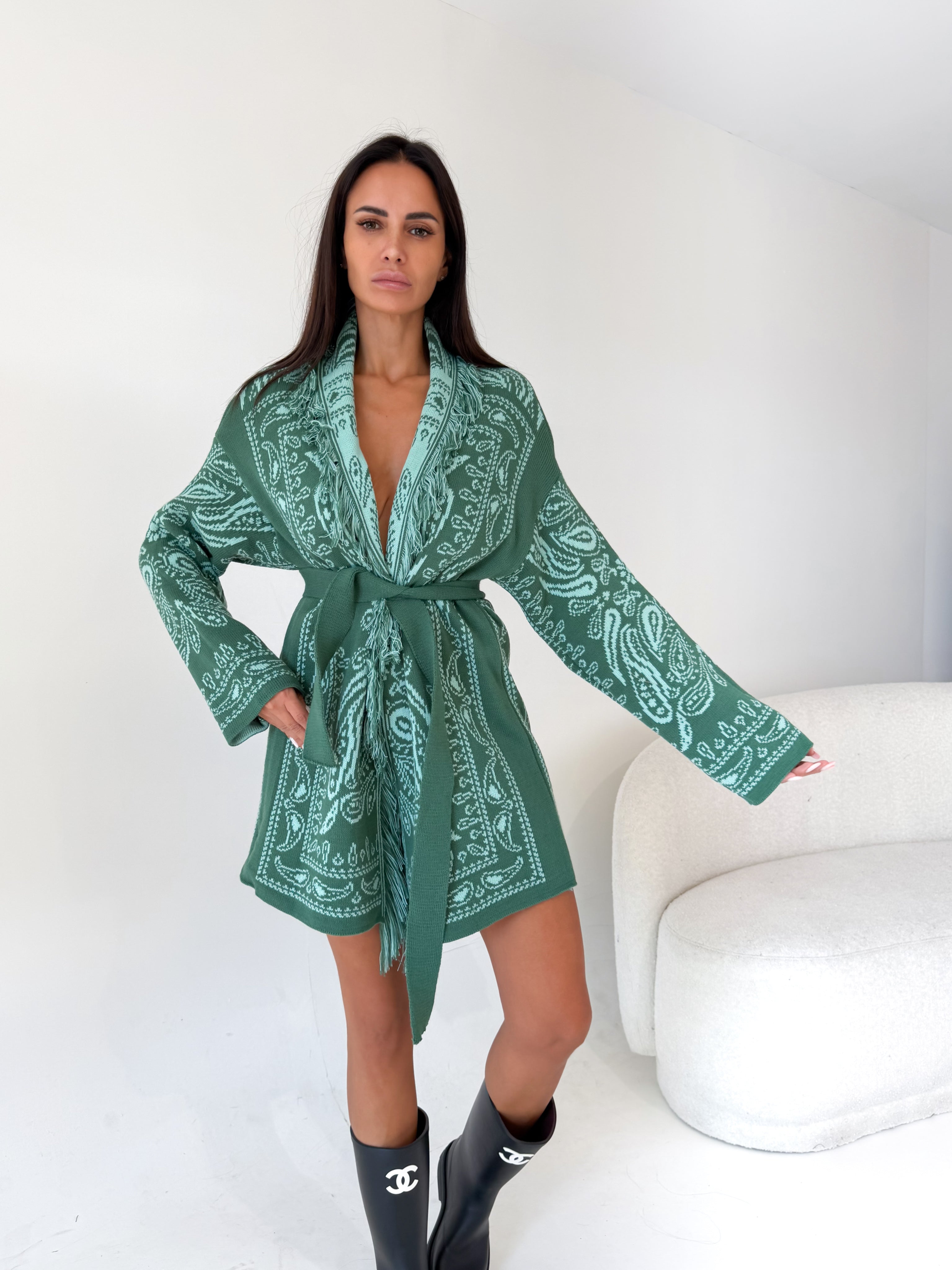 Cardigan Azteco - Verde Bottiglia