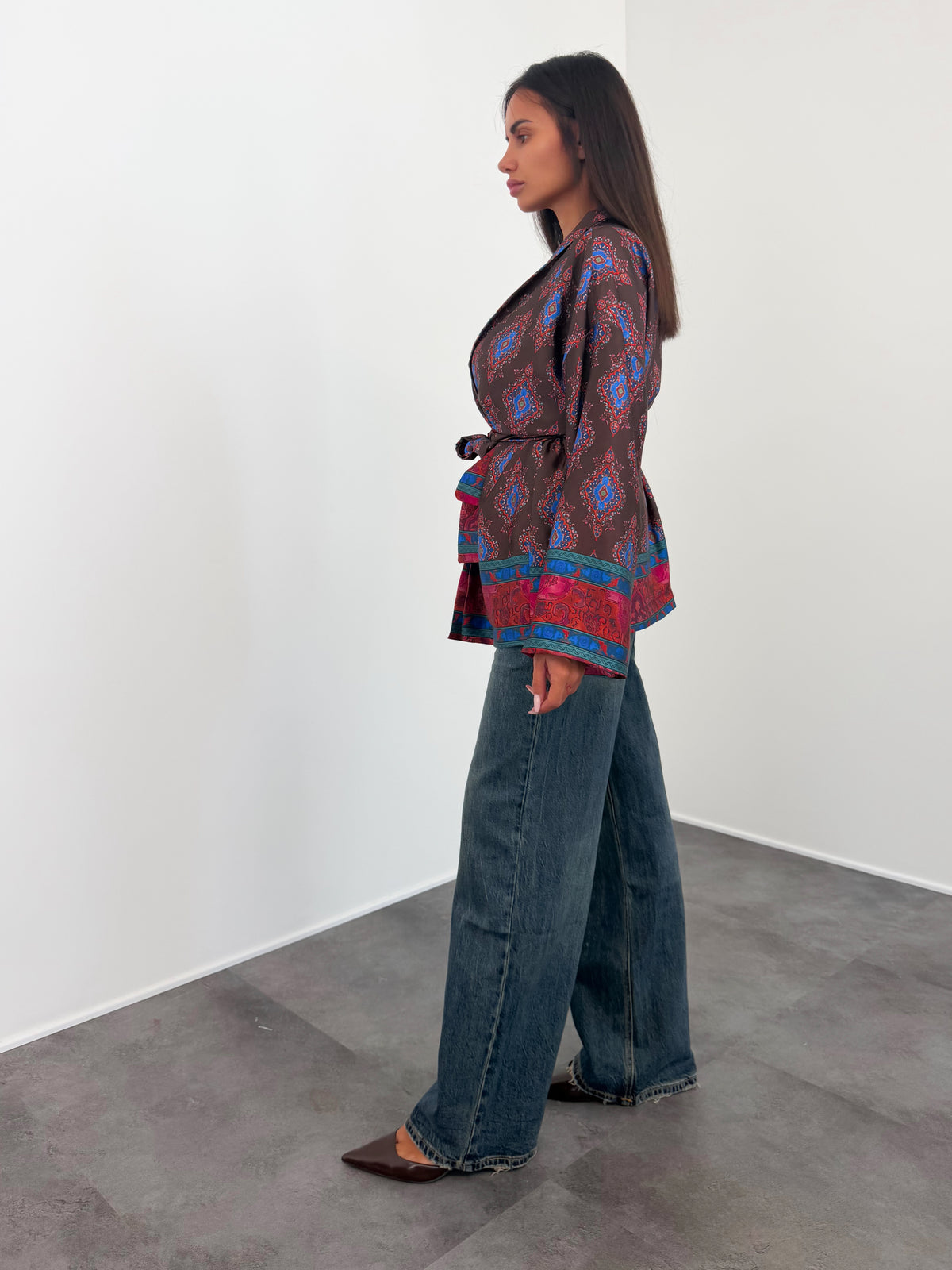 Kimono Mosaico - Marrone Blu Elettrico