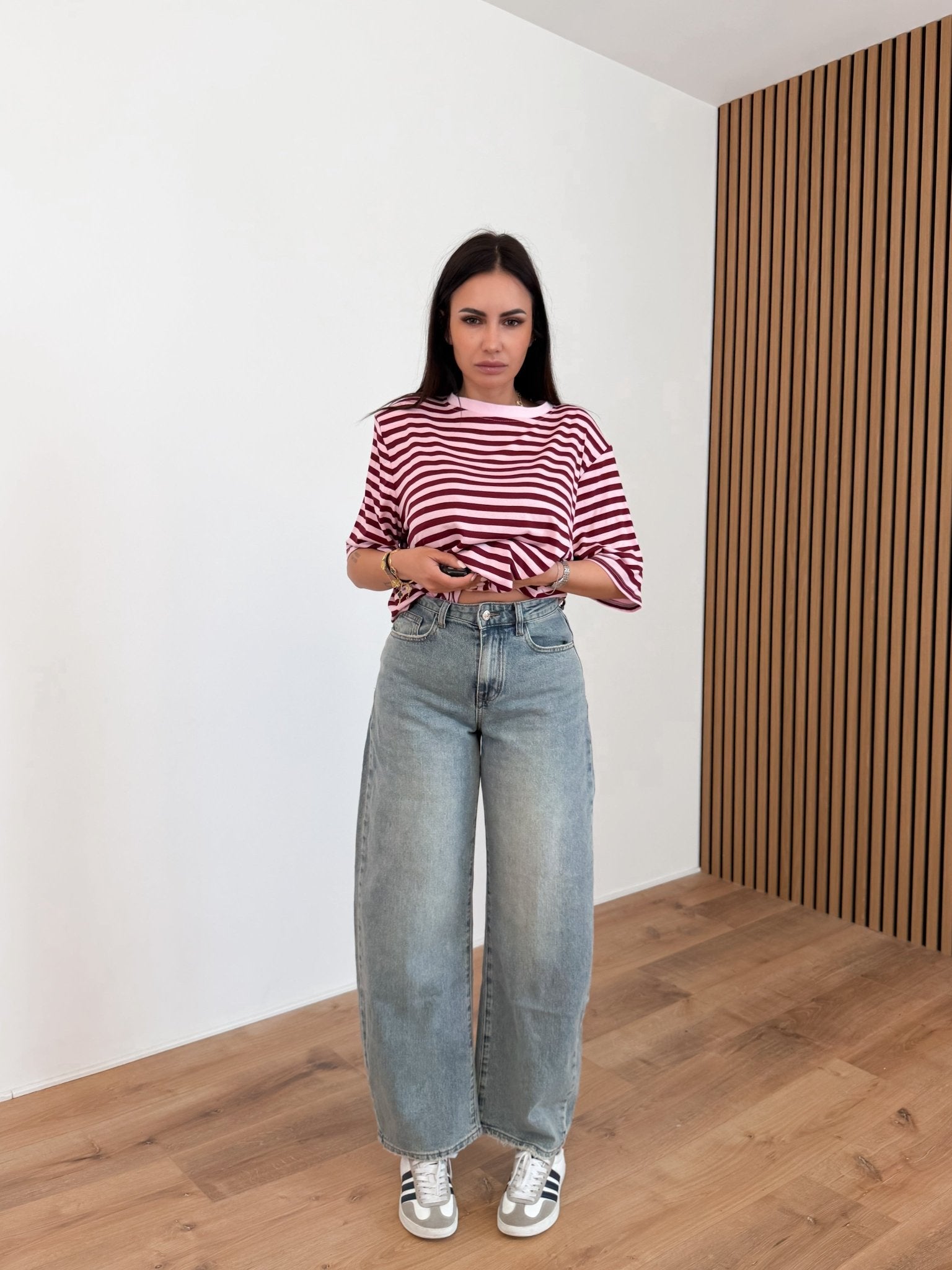 Maxi Maglia Linee - Bordeaux e Rosa - SAINTH