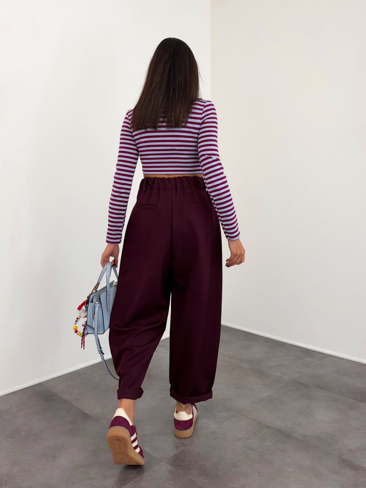 Maglia Crop Linee - Bordeaux Celeste - SAINTH