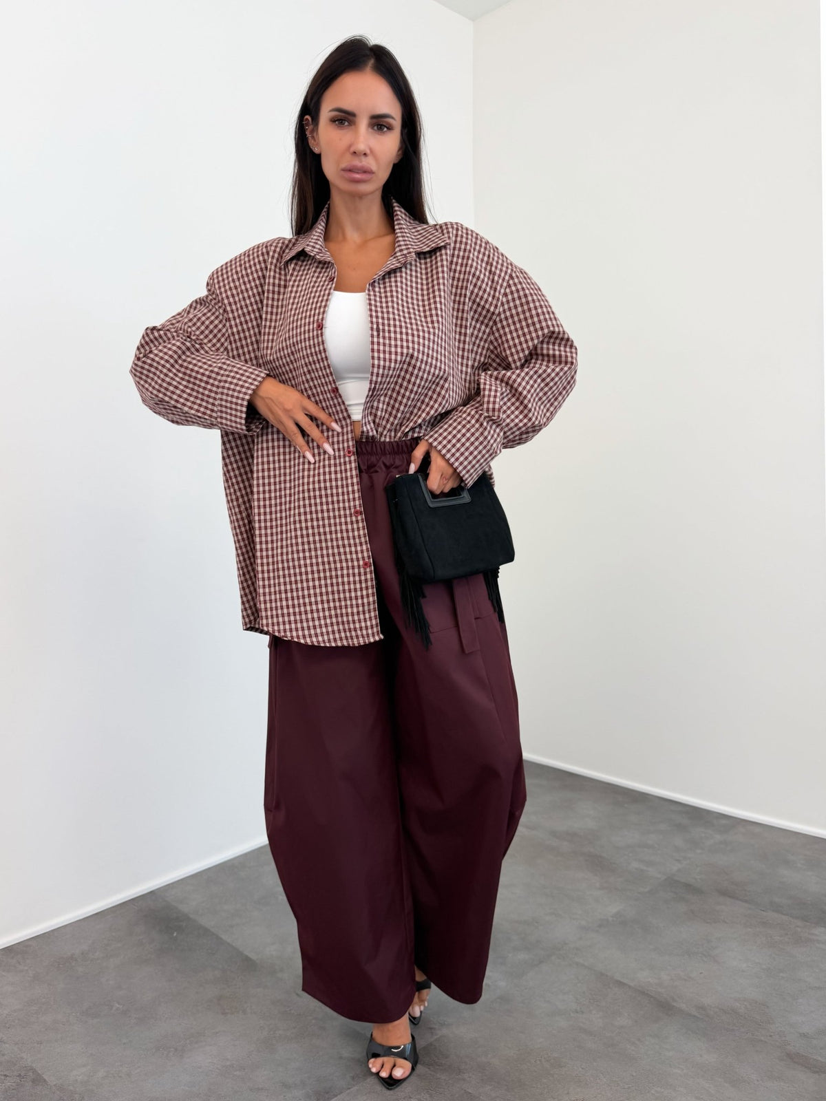 Maxi Camicia Spallona - Bordeaux - SAINTH