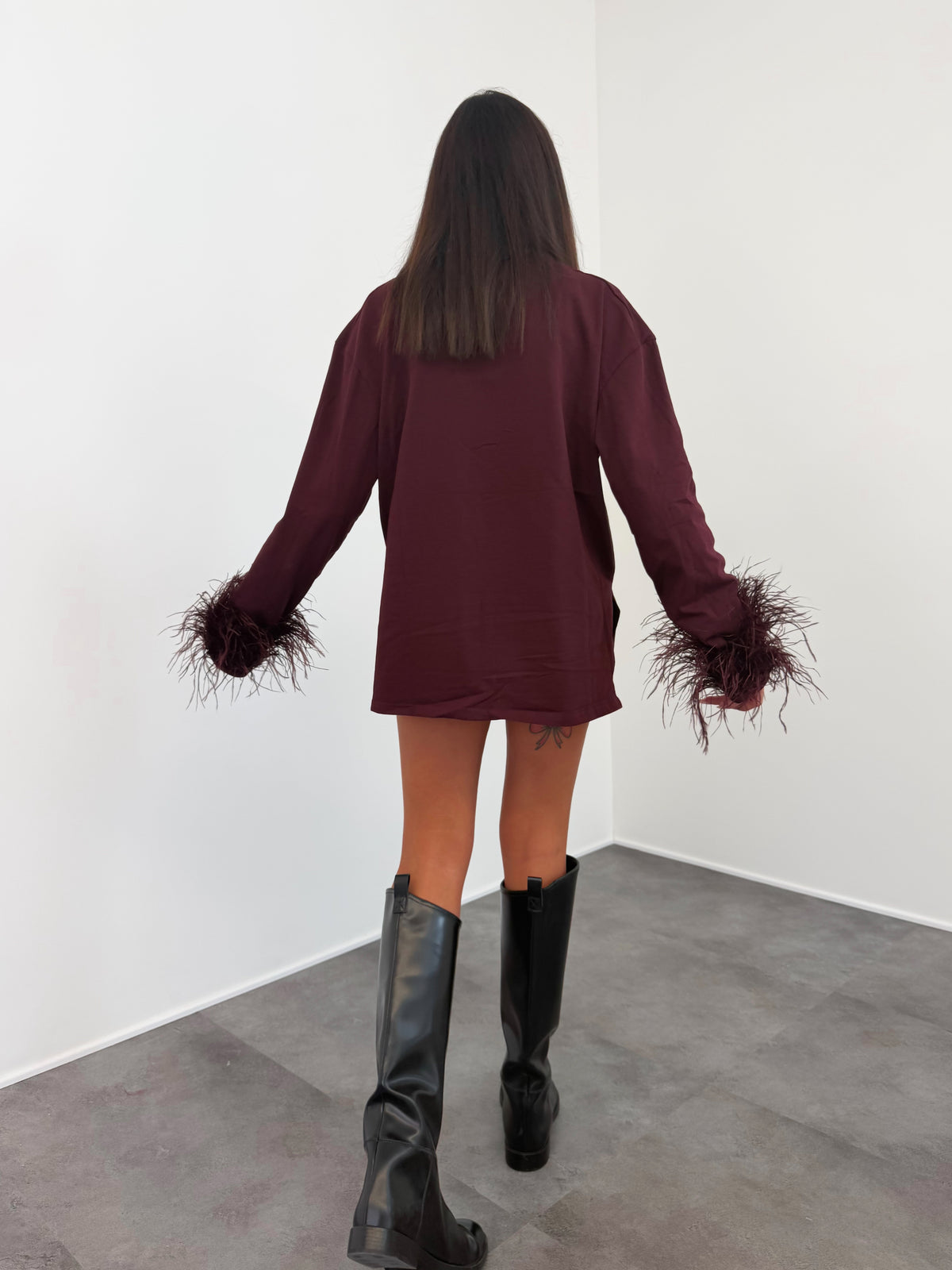 Maxi Maglia Piume - Bordeaux