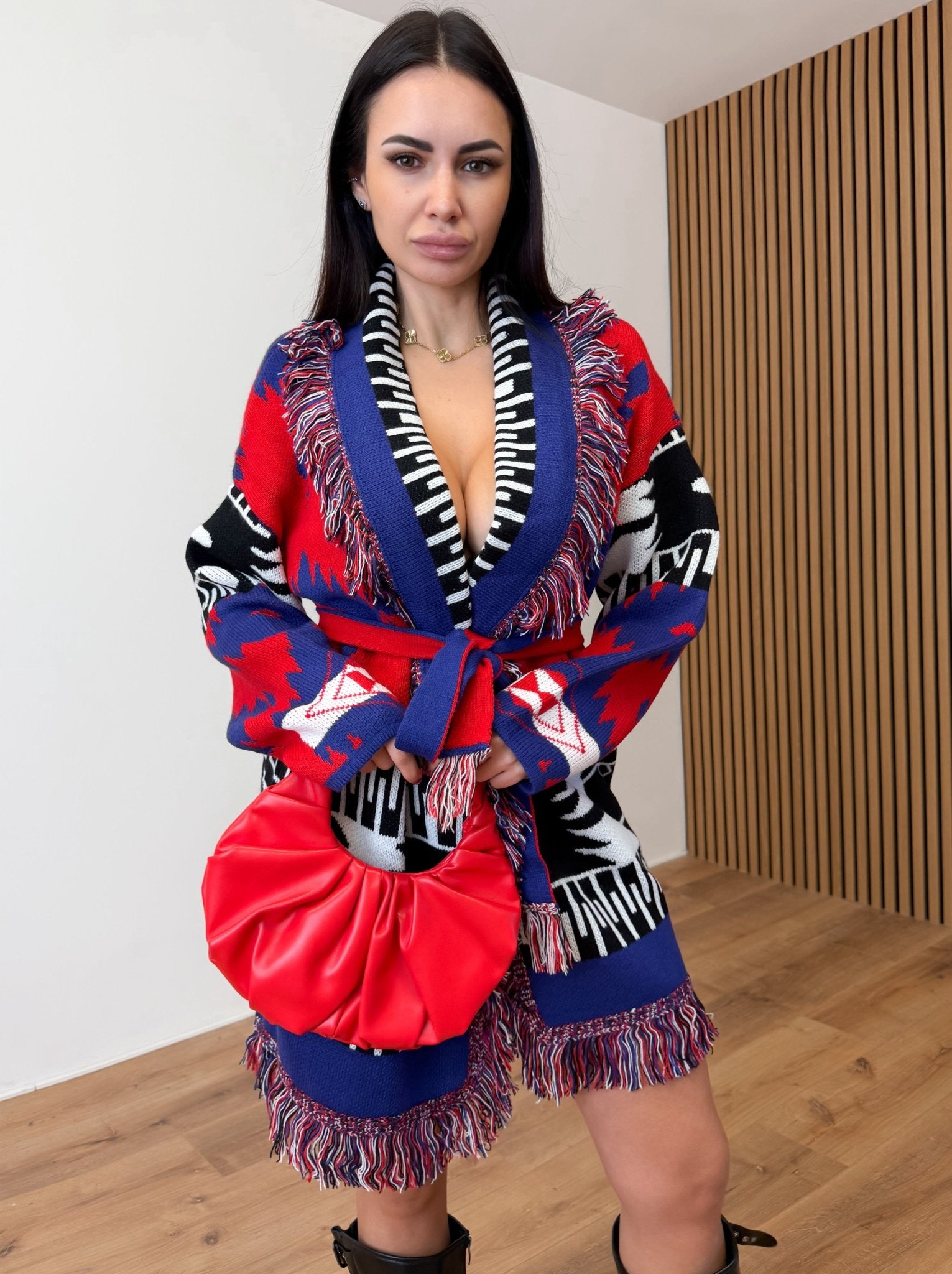 Cardigan Azteco - Viola e Rosso - SAINTH