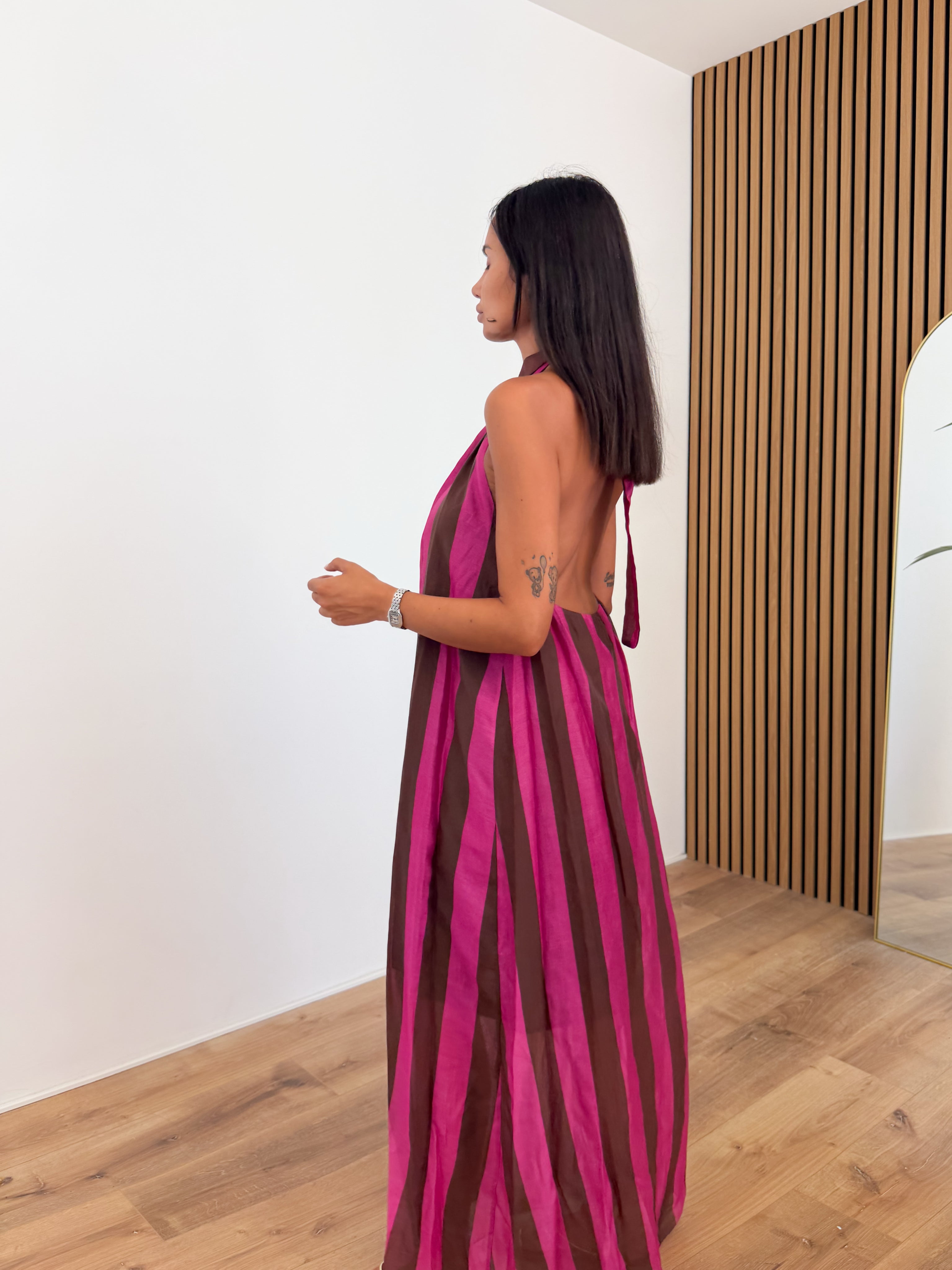 Abito Lines - Fucsia Marrone