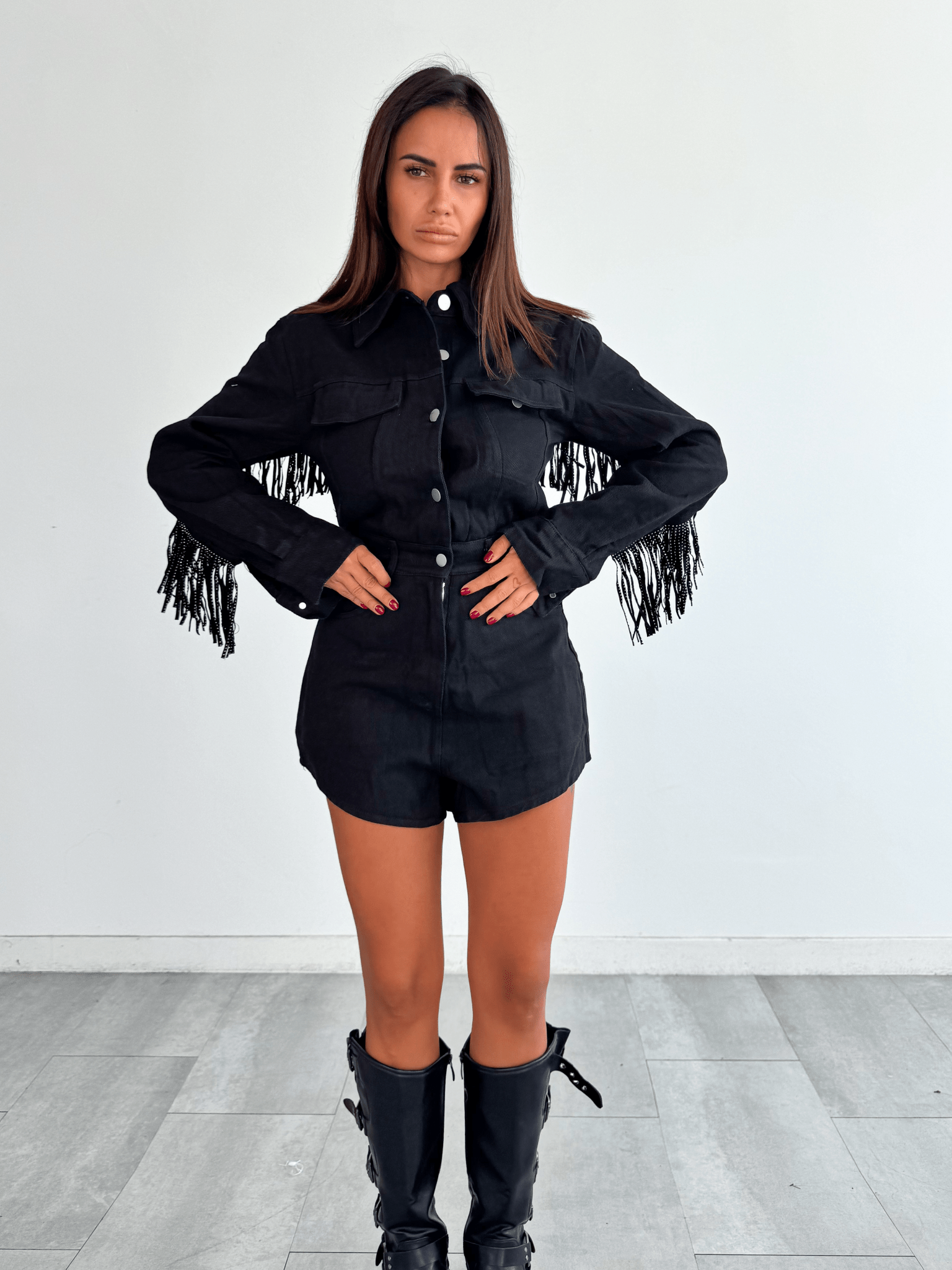 Salopette Frange - Nera - SAINTH