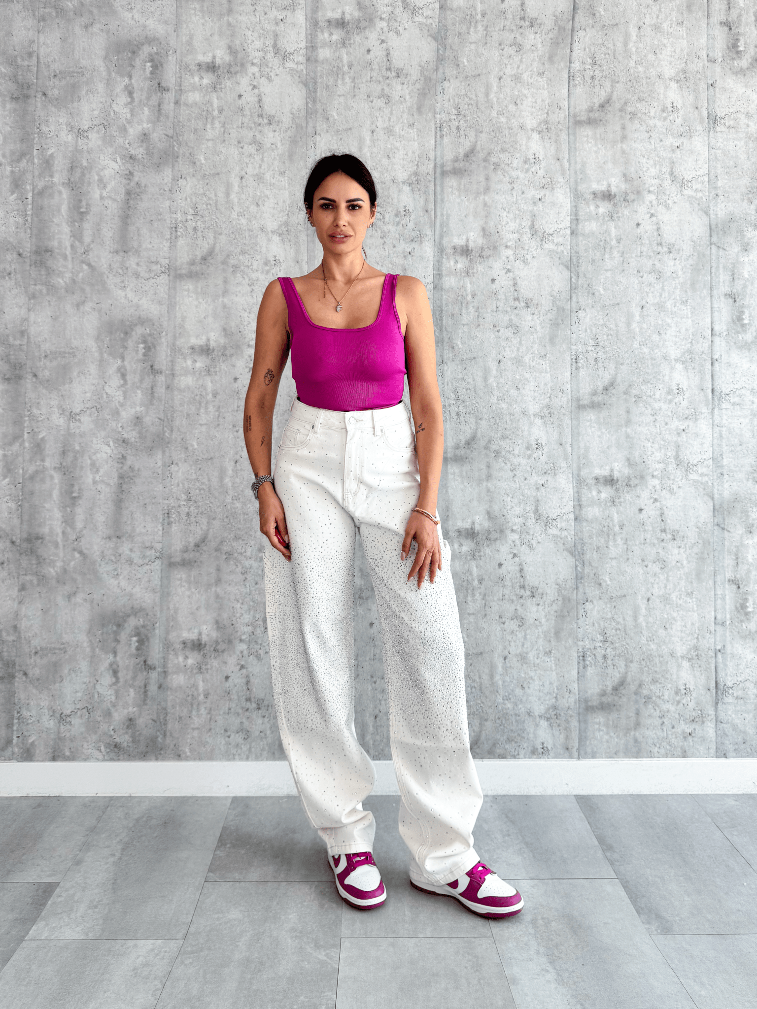 Jeans Baggy Diamonds - Bianco - SAINTH