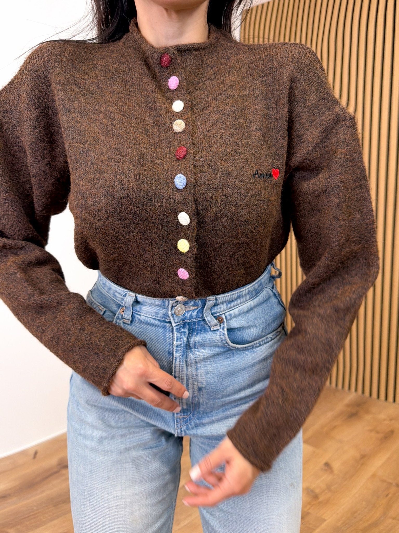 Cardigan Arcobaleno - Marrone - SAINTH