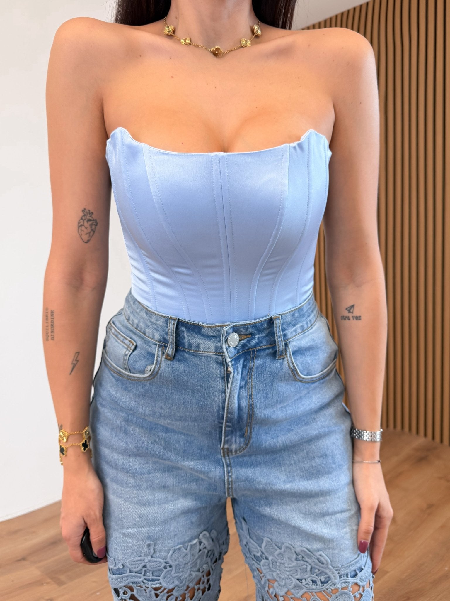 Jeans Mix Pizzo - Denim - SAINTH