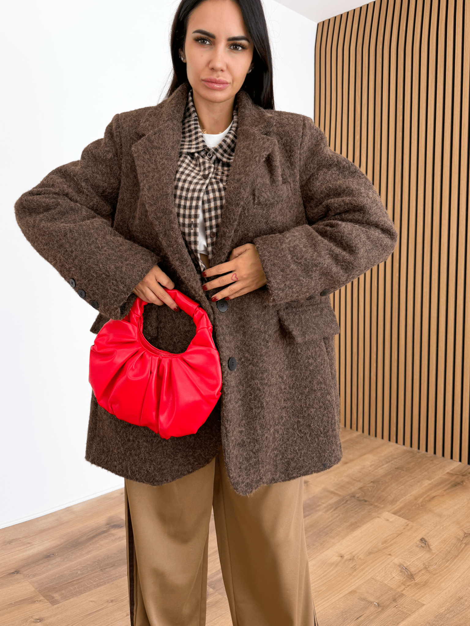 Maxi Camicia Aperture - Marrone - SAINTH